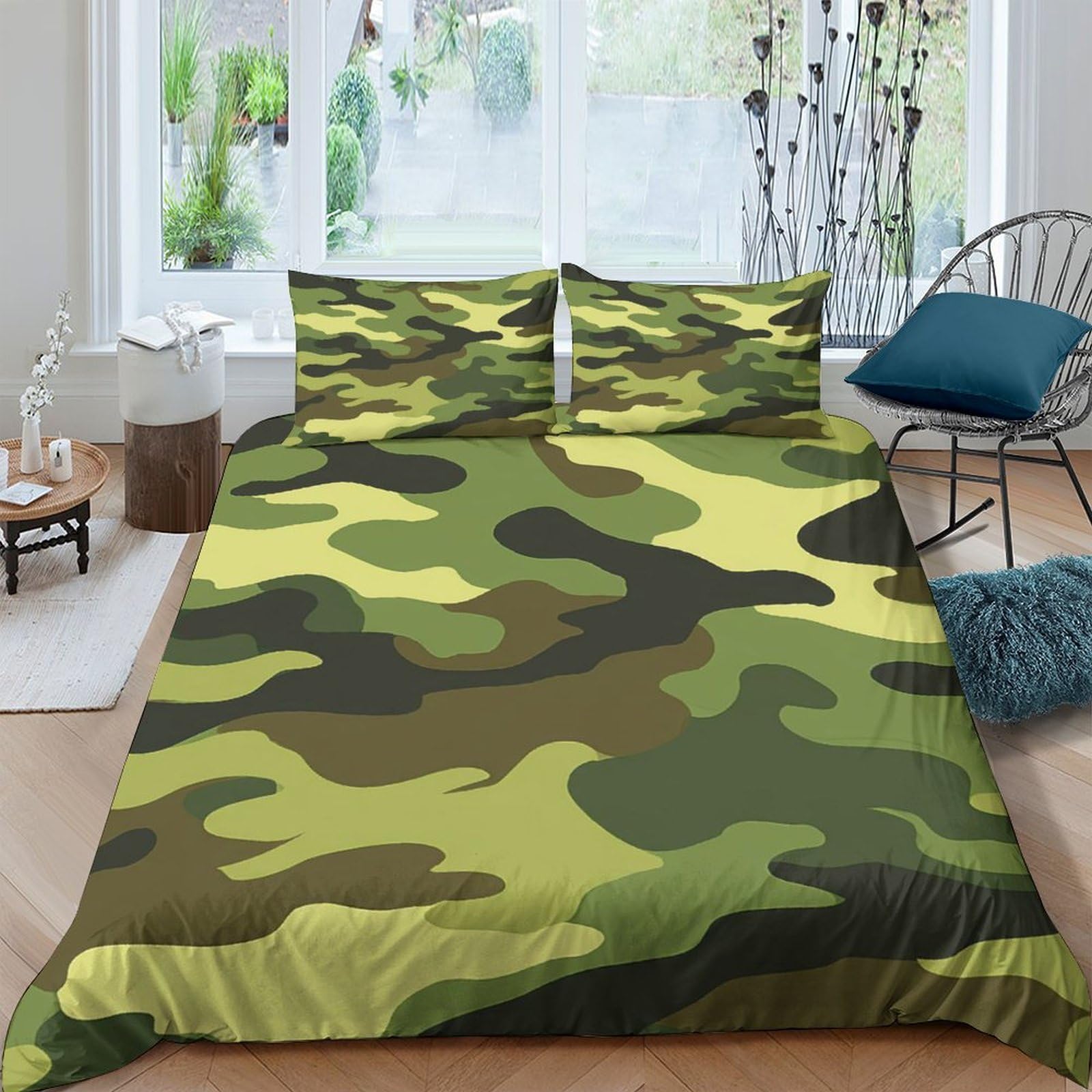 Ctjqhvkz Style-10 3D Printed Camouflage Green Fitted Sheet Microfiber Soft Breathable Army Pattern Mattress Cover For Bedroom Dorm Decor Single（135X200cm）