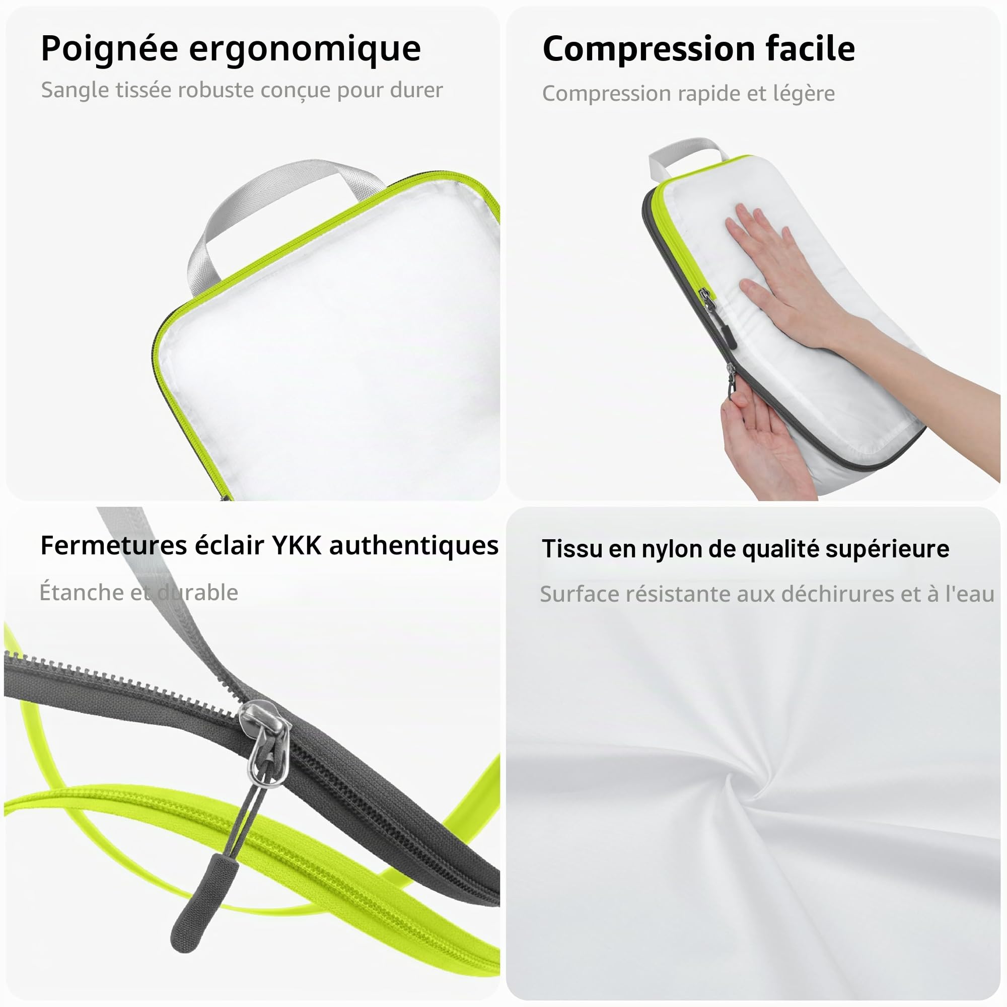Cipway Lot de 6 cubes d'emballage par compression, organiseurs de voyage ultra légers et extensibles pour bagages à main (blanc 6 pièces)