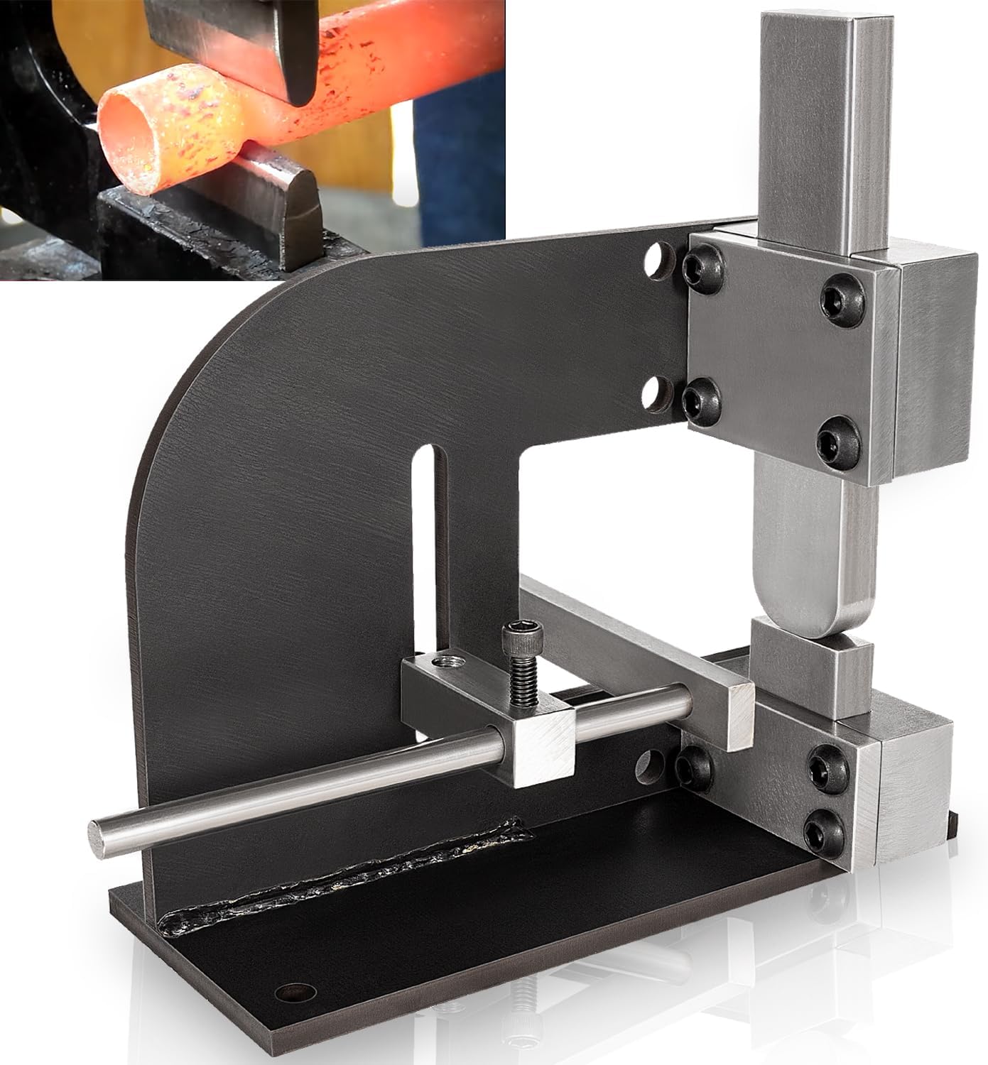 Blacksmith Guillotine Tool, Beginner Blacksmith Forge Wizard Blacksmith Tool, Fuller Tool, Cut off Tool with 2 sets of Guides and Dies