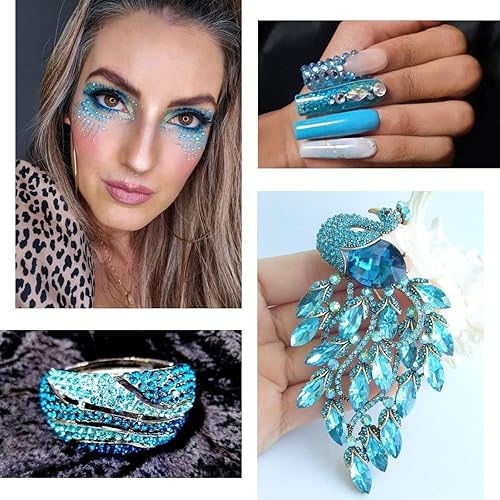 Miniatura 5 de 3060 diamantes de imitación de resina aguamarina para manualidades, diamantes de imitación de resina azul lago con parte trasera plana de 0.079 in a