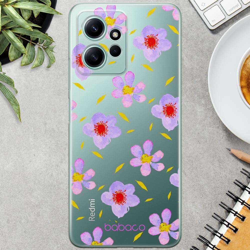 BABACO ERT Group Mobile Phone case for Xiaomi REDMI Note 12 4G Original and Officially Licensed Pattern Flowers 022 optimally adapted to The Shape of The Mobile Phone, Partially Transparent