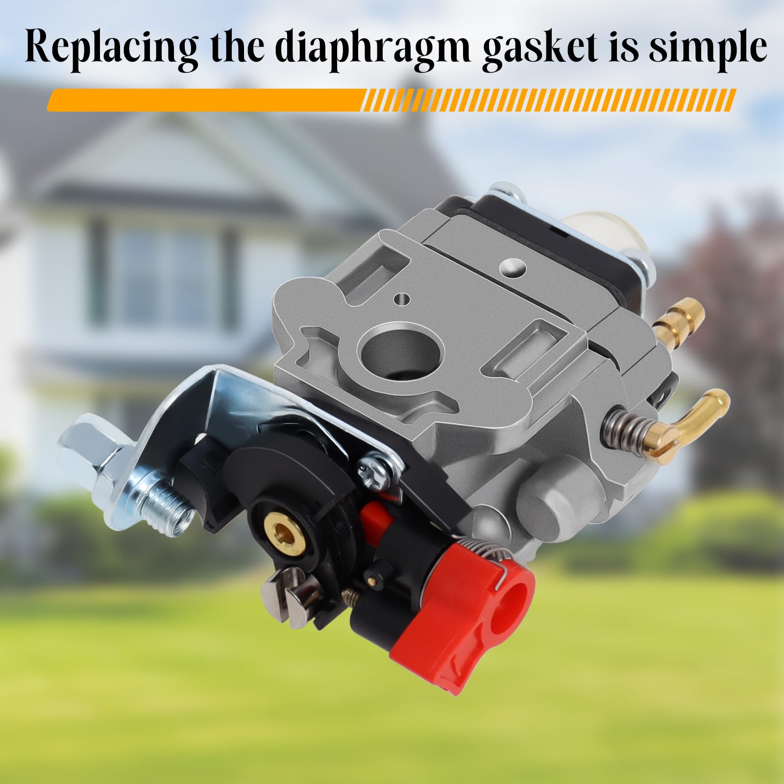 Carburatore Compatibile con Walbro Tipo WYJ 26cc-33cc Decespugliatori e Rasaerba con Pompa Primaria Distanziale Set di Tubi Carburante Spostamento Poweka