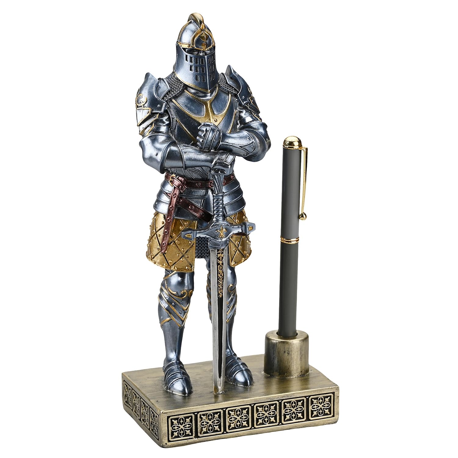 HDMbigmi Knight Pen Stand (Blue, 9.45 Inches) - Exquisite Medieval Knight Desk Organizer and Top Collectible for Men - Image 3