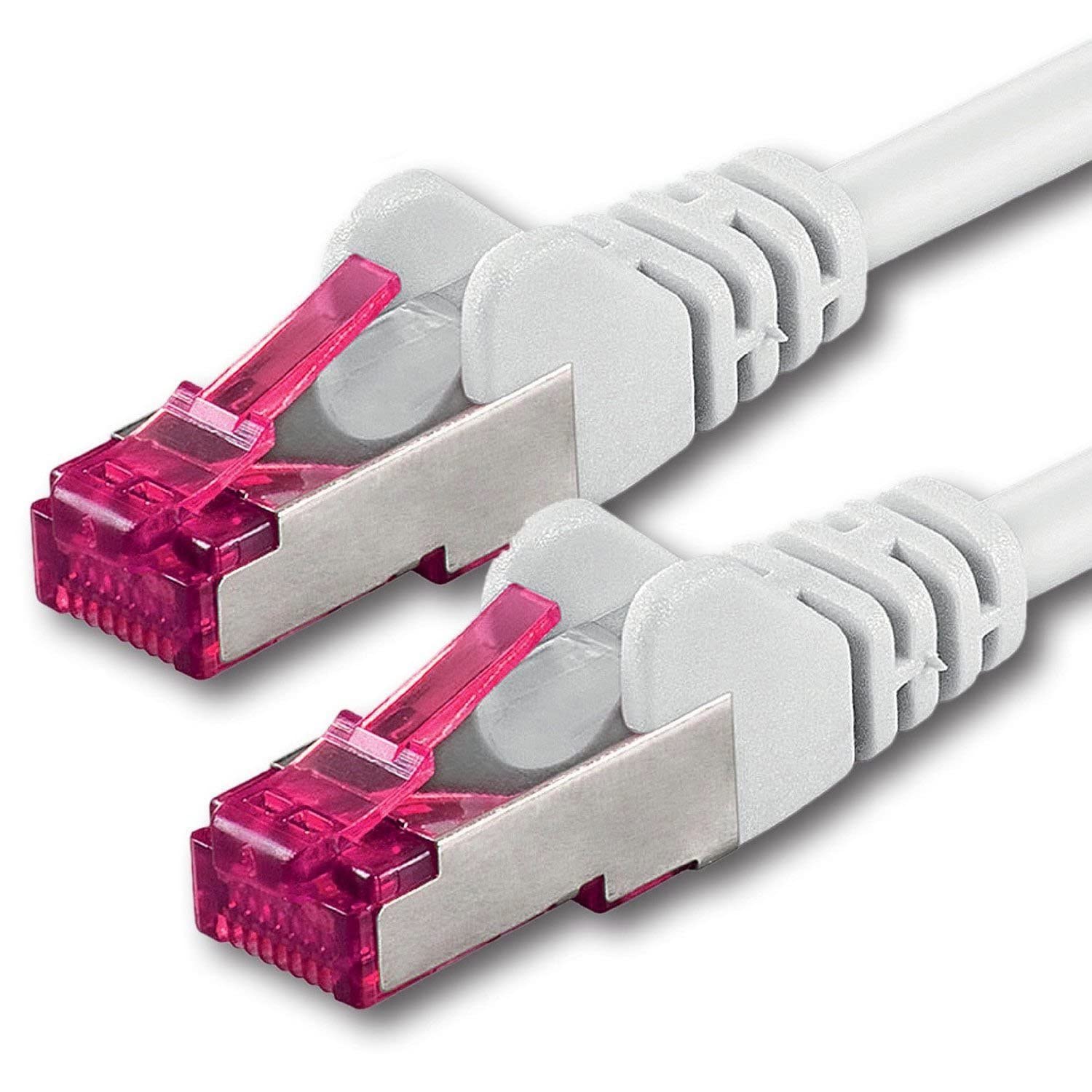 1aTTack.de 0,25m - weiß - 1 Stück - Netzwerkkabel CAT6a (10Gb/s) S-FTP CAT 6a Lankabel - GHMT zertifiziert PIMF 500 MHz Cat5 Cat5e Cat6 Cat6a Cat7 für Switch, Router, Modem, Internet