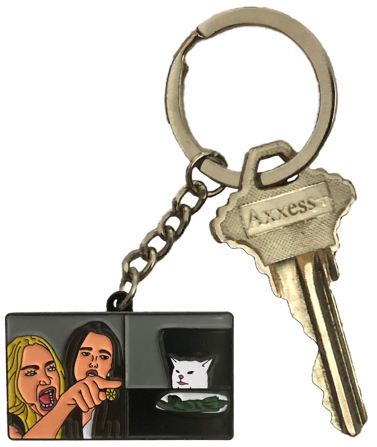 Balanced Co. Woman Yelling at Cat Meme Keychain Meme Keychain Funny Key