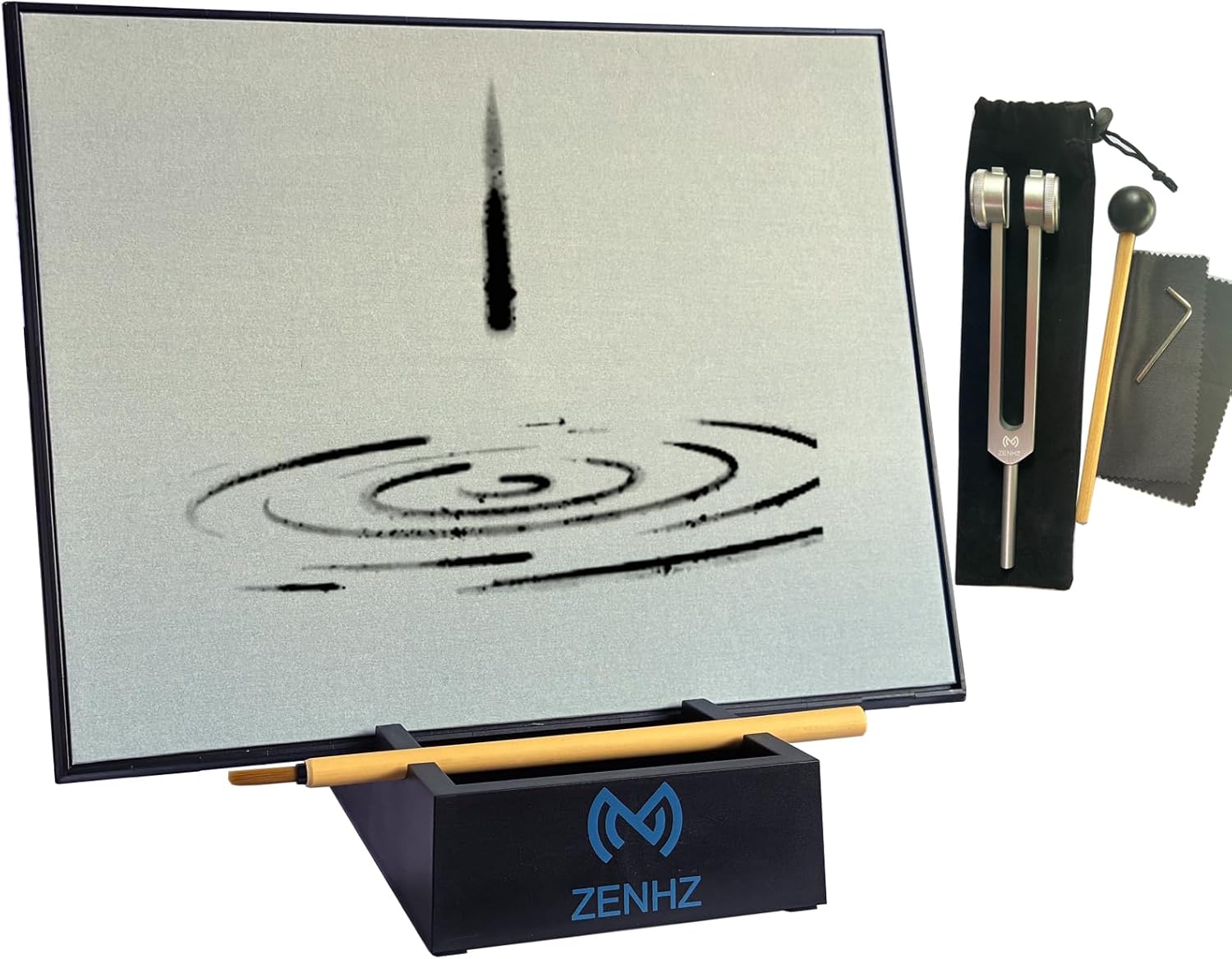 ZENHZ Zen Buddha Water Painting Board with OM 136.1 Hz Tuning Fork – Mindfulness & Meditation Kit for Stress Relief, Relaxation, Calligraphy Practice, and Sound Therapy, Unique Gift