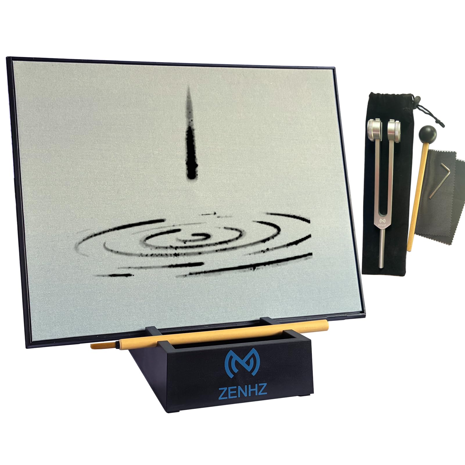 ZENHZ Zen Buddha Wassermalbrett mit OM 136,1 Hz Stimmgabel - Achtsamkeits- und Meditationsset für Stressabbau, Entspannung, Kalligraphie-Praxis und Klangtherapie, einzigartiges Geschenk