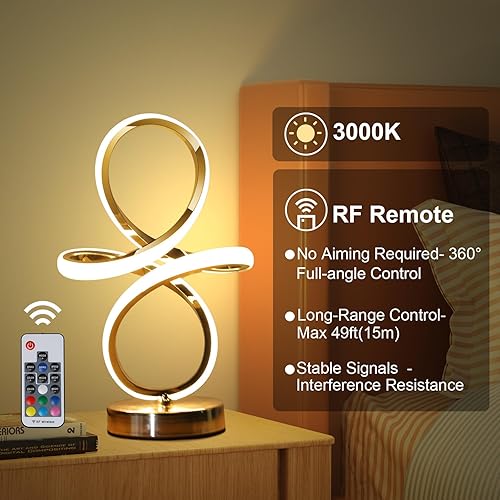 Miniatura 3 de SZMiNiLED Lámpara de mesa moderna, RGBW regulable, 7 colores, 10 modos, lámpara de mesita de noche para sala de estar, dormitorio, oficina,