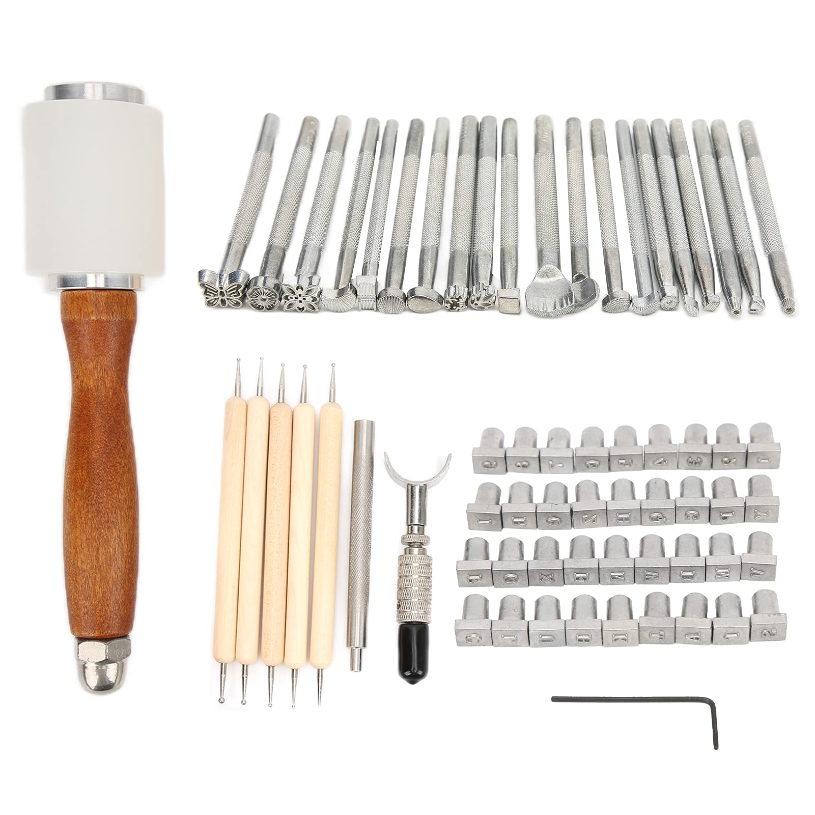 Kit de herramientas de estampado de escultura de cuero, herramientas profesionales para trabajar cuero, 21 patrones con letras y números, herramientas de artesanía de cuero para