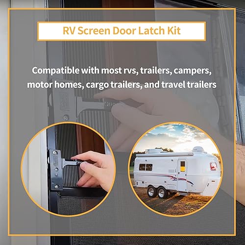 Miniatura 5 de Kit de pestillo de puerta de pantalla RV con tornillos, mango diestro compatible con cámper, autocaravana, remolque de viaje