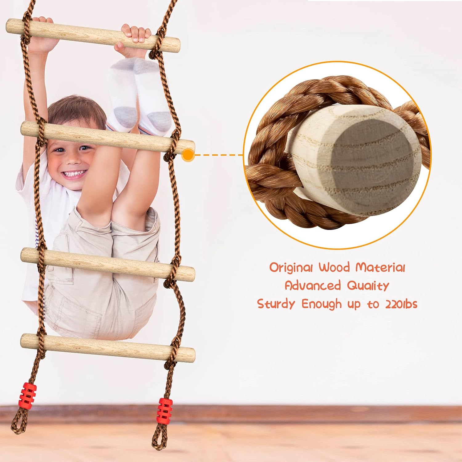 Trymaker Rope Ladder ,Wooden Ladder for Children and Adults,Climbing