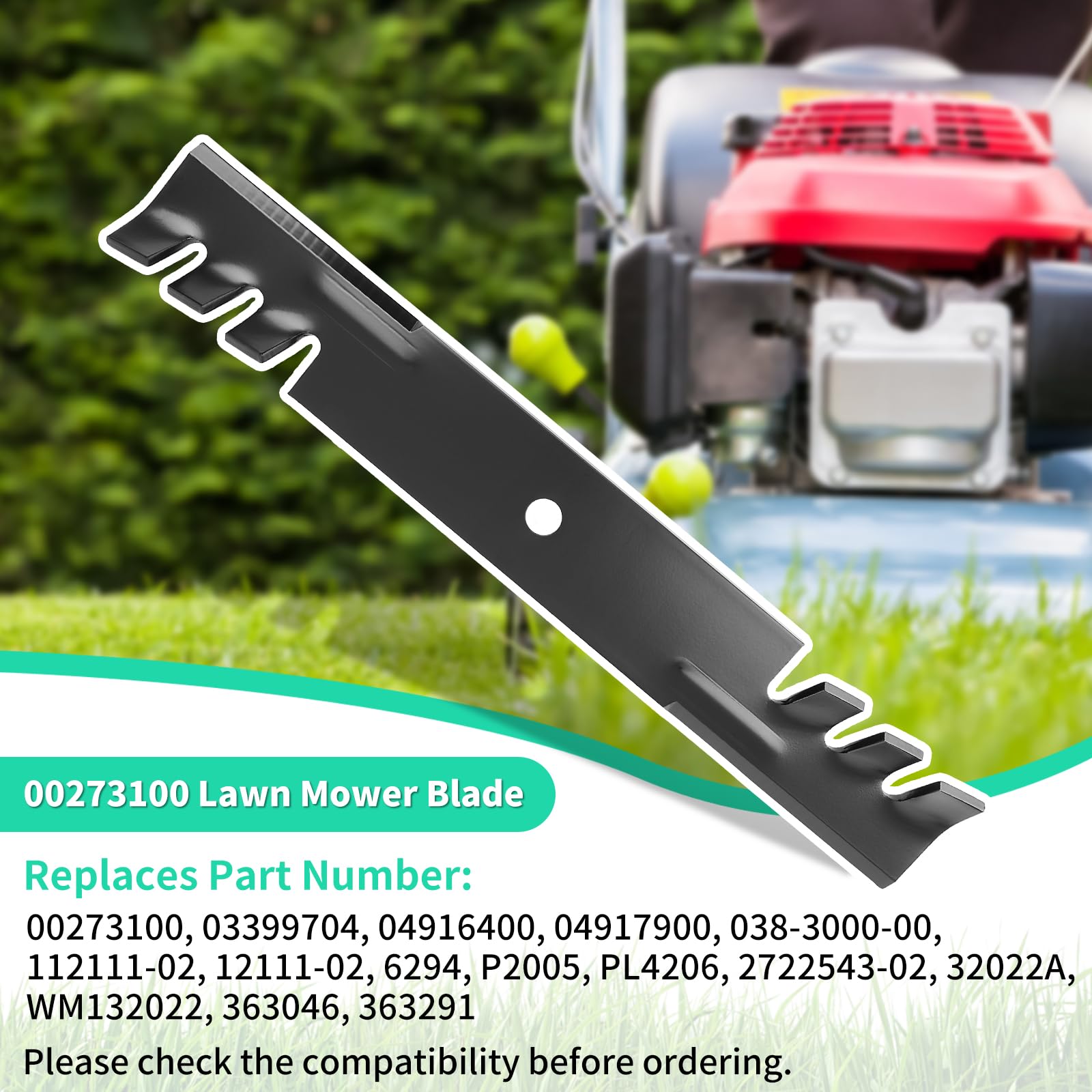 Paquete de 3 cuchillas para cortacésped 00273100 compatibles con tractor de cubierta Riens de 52 pulgadas, cuchillas de alta elevación 04916400 compatibles con cortacéspedes Gravely de 36