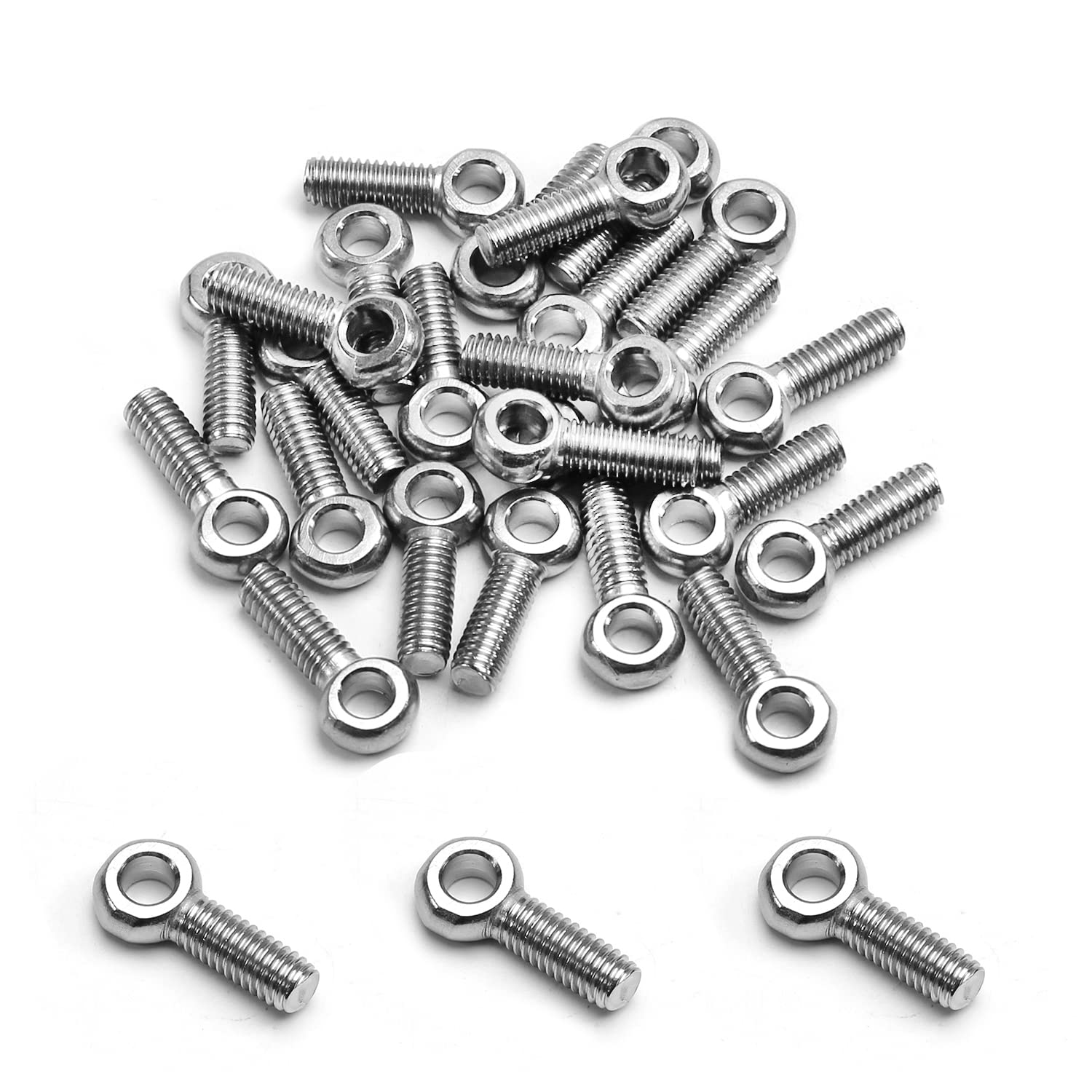 MroMax 25Pcs M6 x 20mm Swing Lifting Bolt, 304 Stainless Steel Metric Full Thread Machinery Shoulder Swing Lifting Eye Bolt for Home Renovation, Pipeline Gate Valves Fasteners-image-38