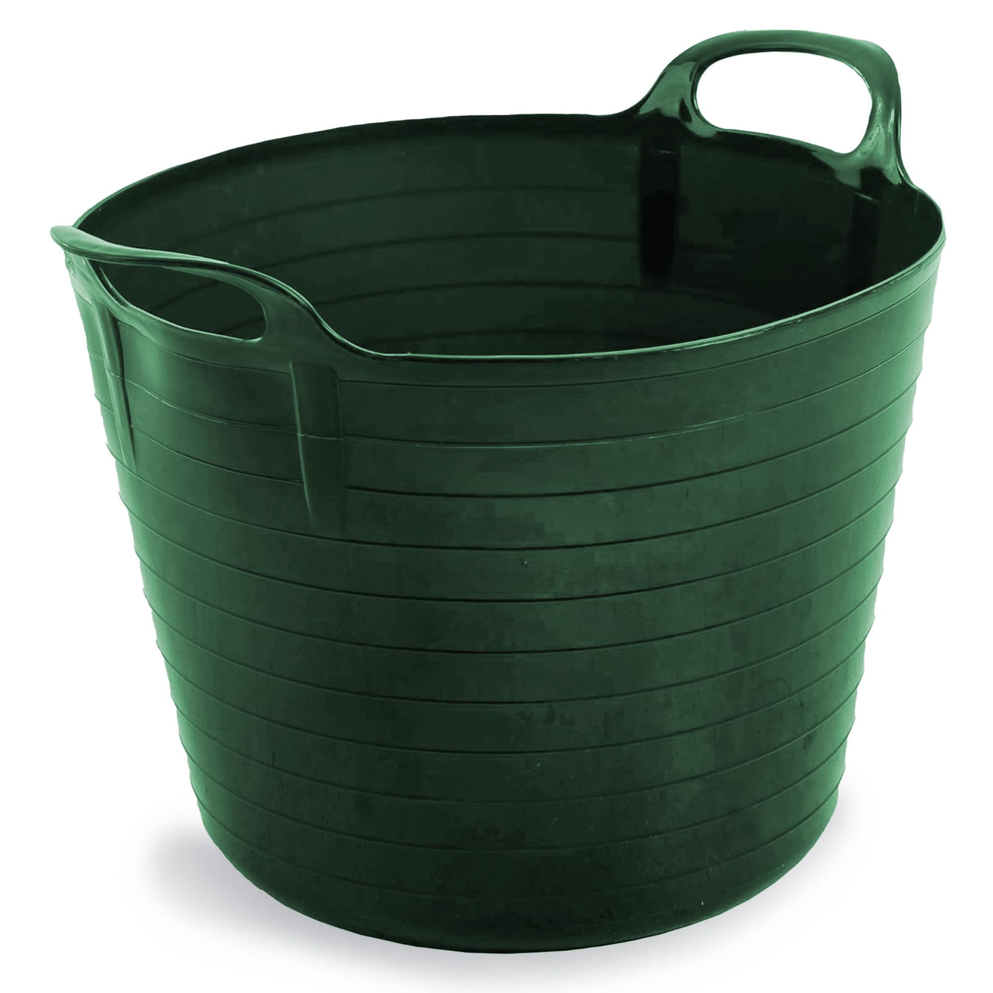 42 LITRE FLEXI BUCKET LARGE TUB GARDEN CONTAINER FLEXIBLE STORAGE HORSE FEED TRUG REINFORCED HANDLE BASKET (DARK GREEN)