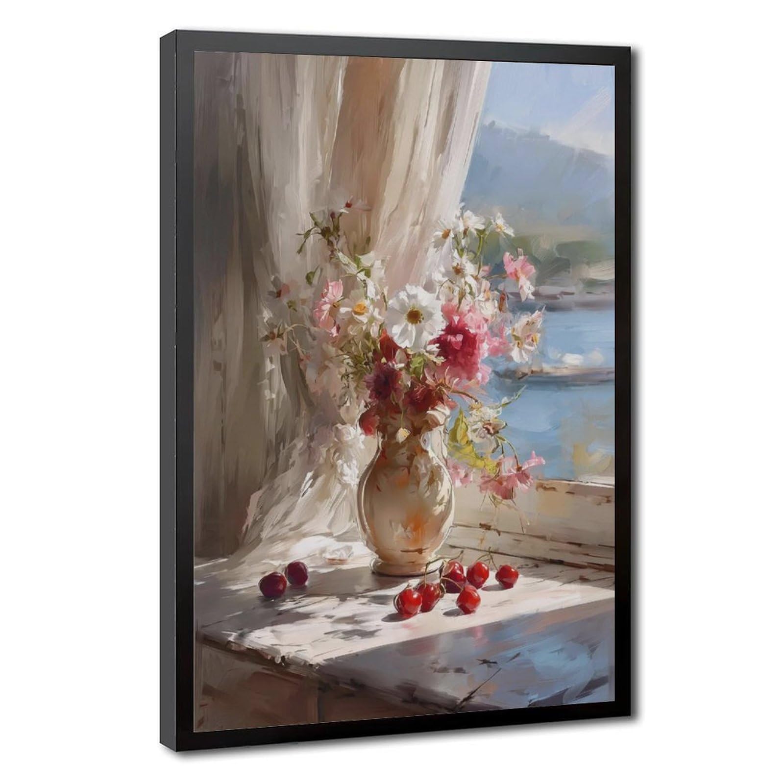 Flamint Cherry Blossom Oil Painting Canvas Poster for Dorm Room Decor Gift