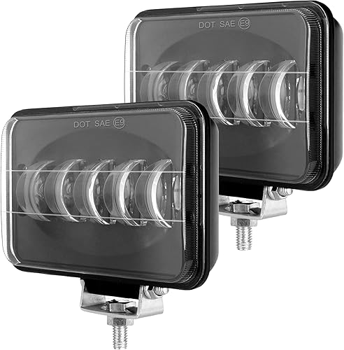 Faros delanteros LED de 4 x 6 pulgadas, cuadrados, 12 V-24 V, blanco, aluminio