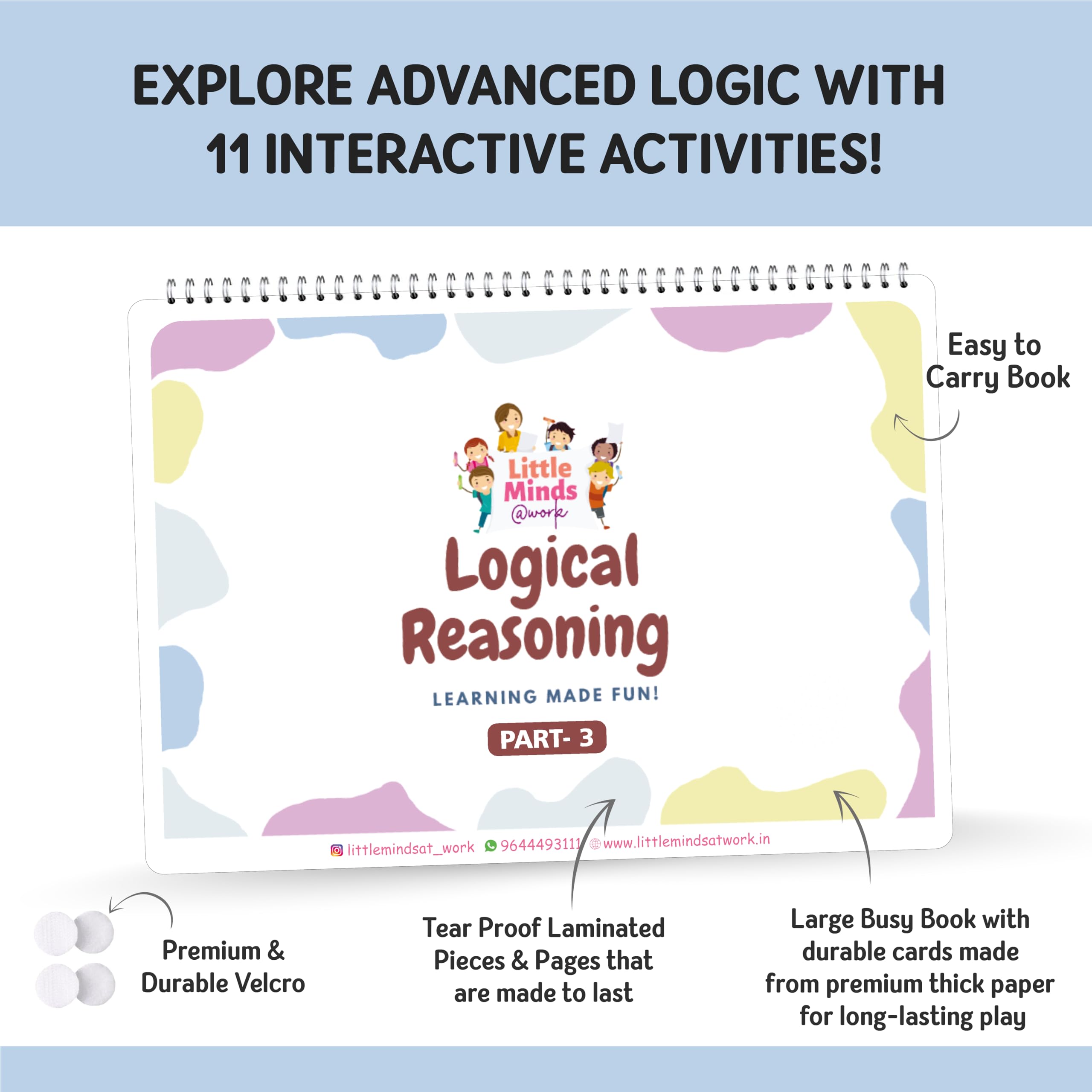 Little Minds at Work Activity Binder for Kids Logical Reasoning Edition 3 | Suitable for Ages 4+ | Puzzles, Patterns, Problem-Solving | Fun Learning| Toddler Busy Binder | Busy Book | Quite Book | 1