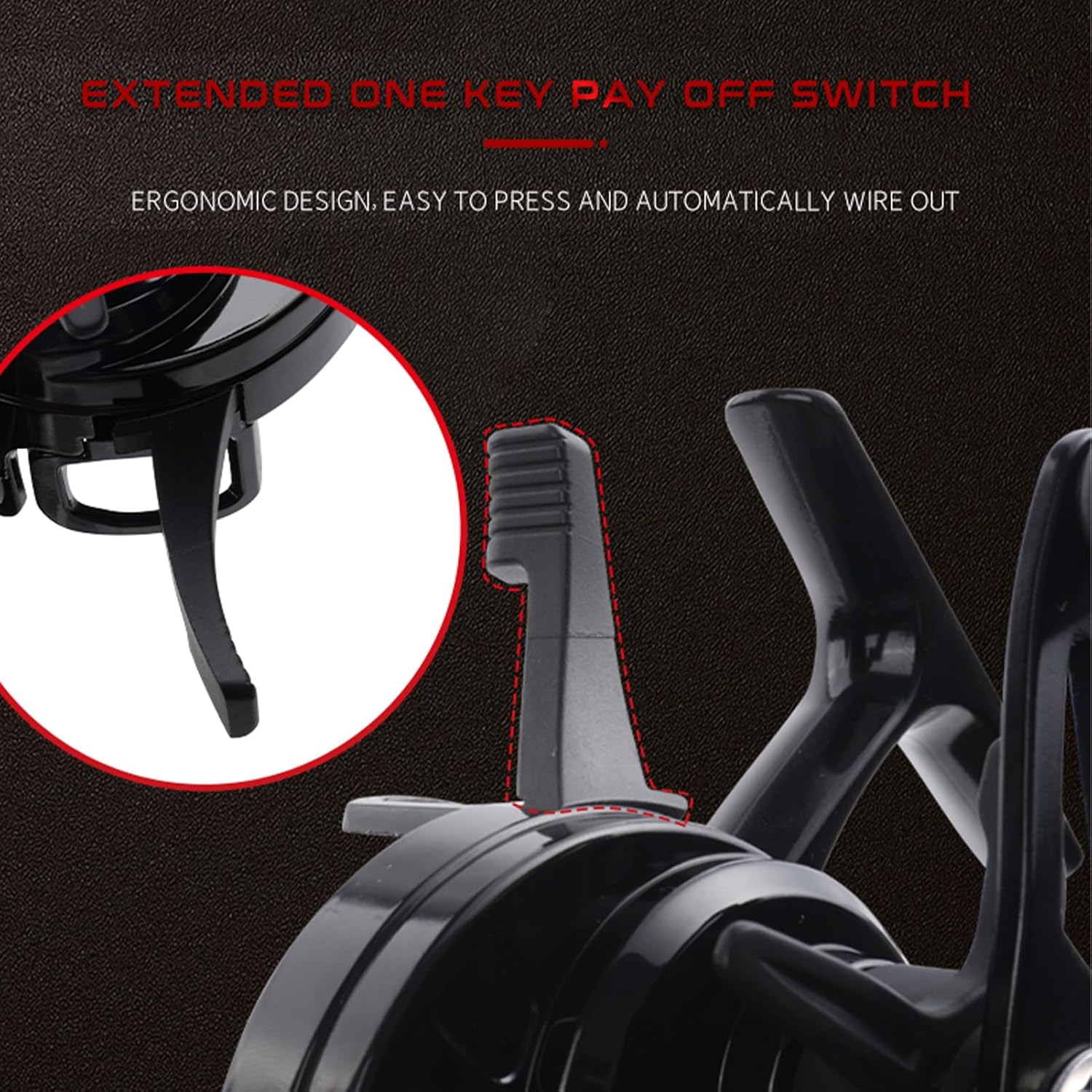 Ice Fishing Reels, Spinning Fishing Reel Ice Fishing Gear 3+1Ball Bearings Strength with Metal Line Cup Aluminum Alloy Handle One Key Line Release for 100m Line Capacity, Left Hand