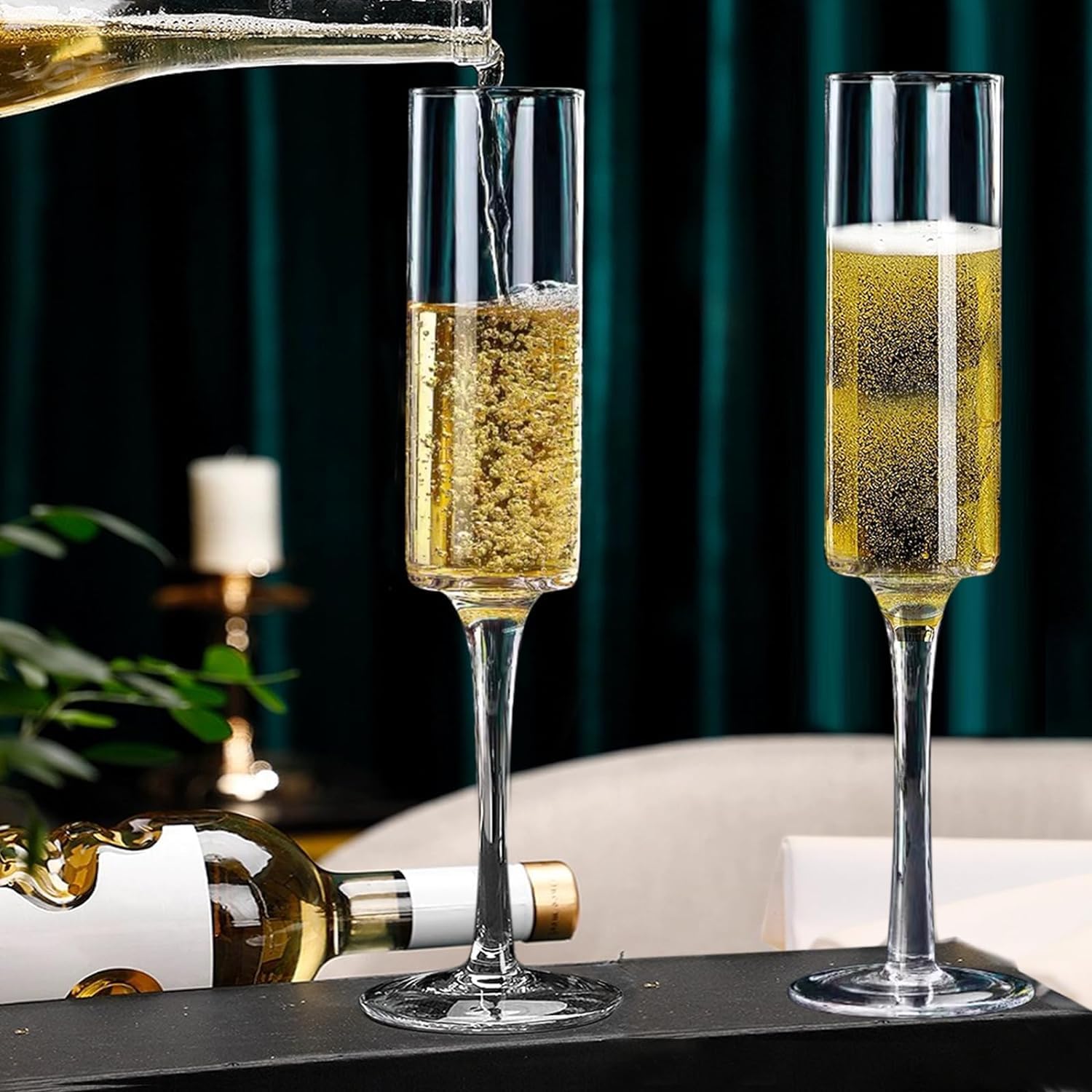 Farielyn-X Crystal Champagne Flute Glasses, 260 ml, Slim Wine Glass, Premium Champagne Glass, Gift for Birthday, Wedding, Anniversary Set of (4)