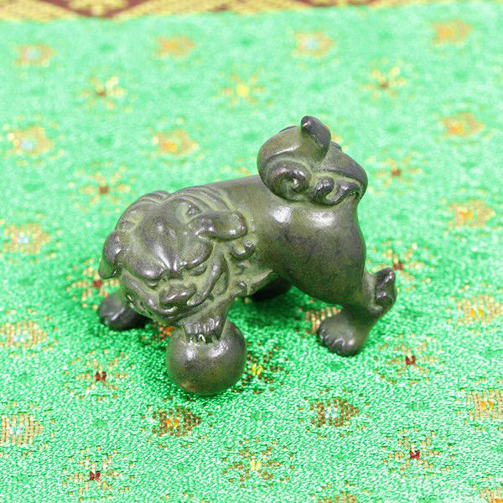Amazon.co.jp: 置物 青銅製 獅子・狛犬・こまいぬ 躍動 豆 （梅