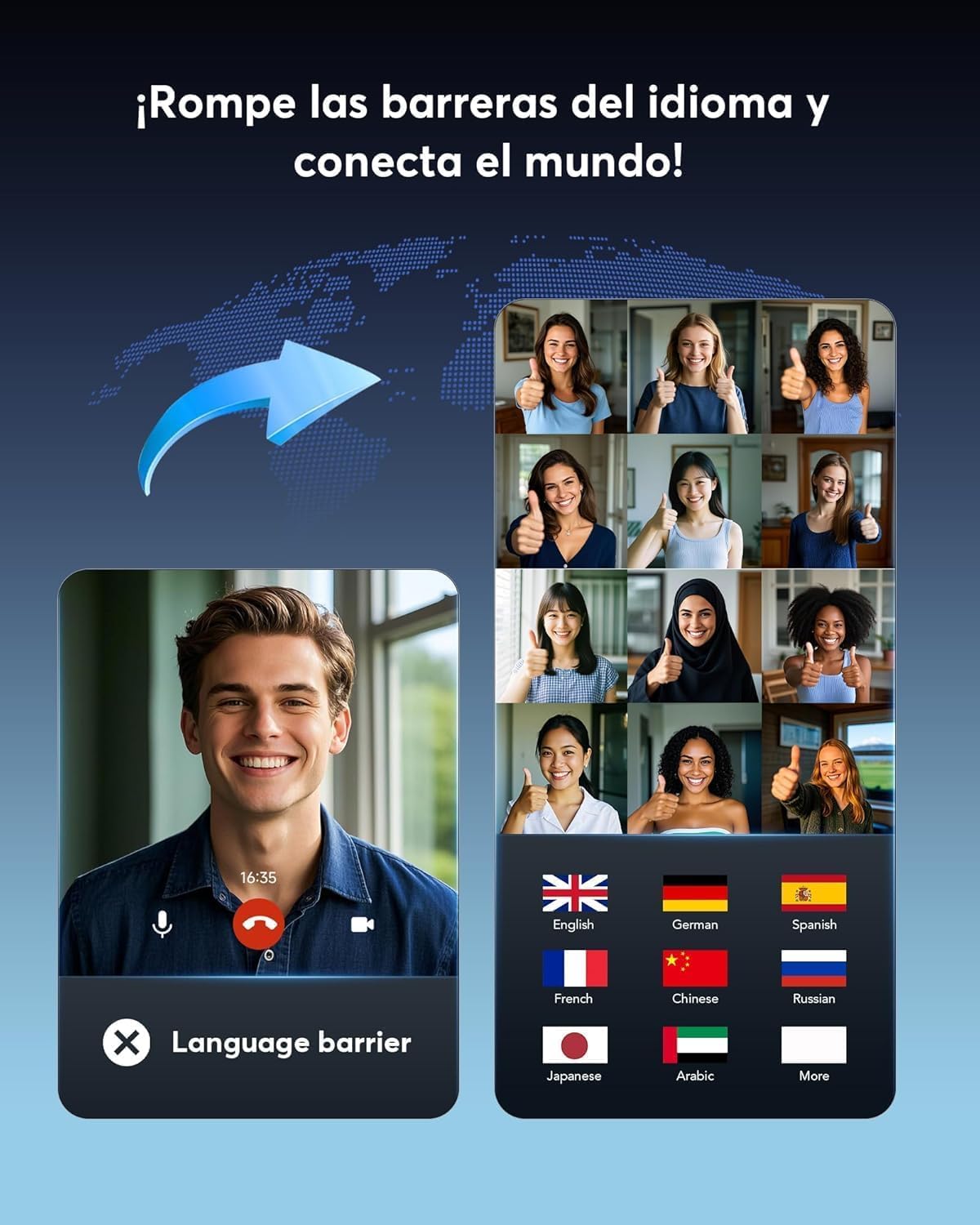 Paekole Auriculares Traductor en Tiempo Real con IA, Traductor Instantáneo de Voz 198 Idiomas, Auriculares Traductores Inalámbricos Abiertos 3 en 1, Bluetooth 6.1, 60H Batería para Reuniones y Viajes