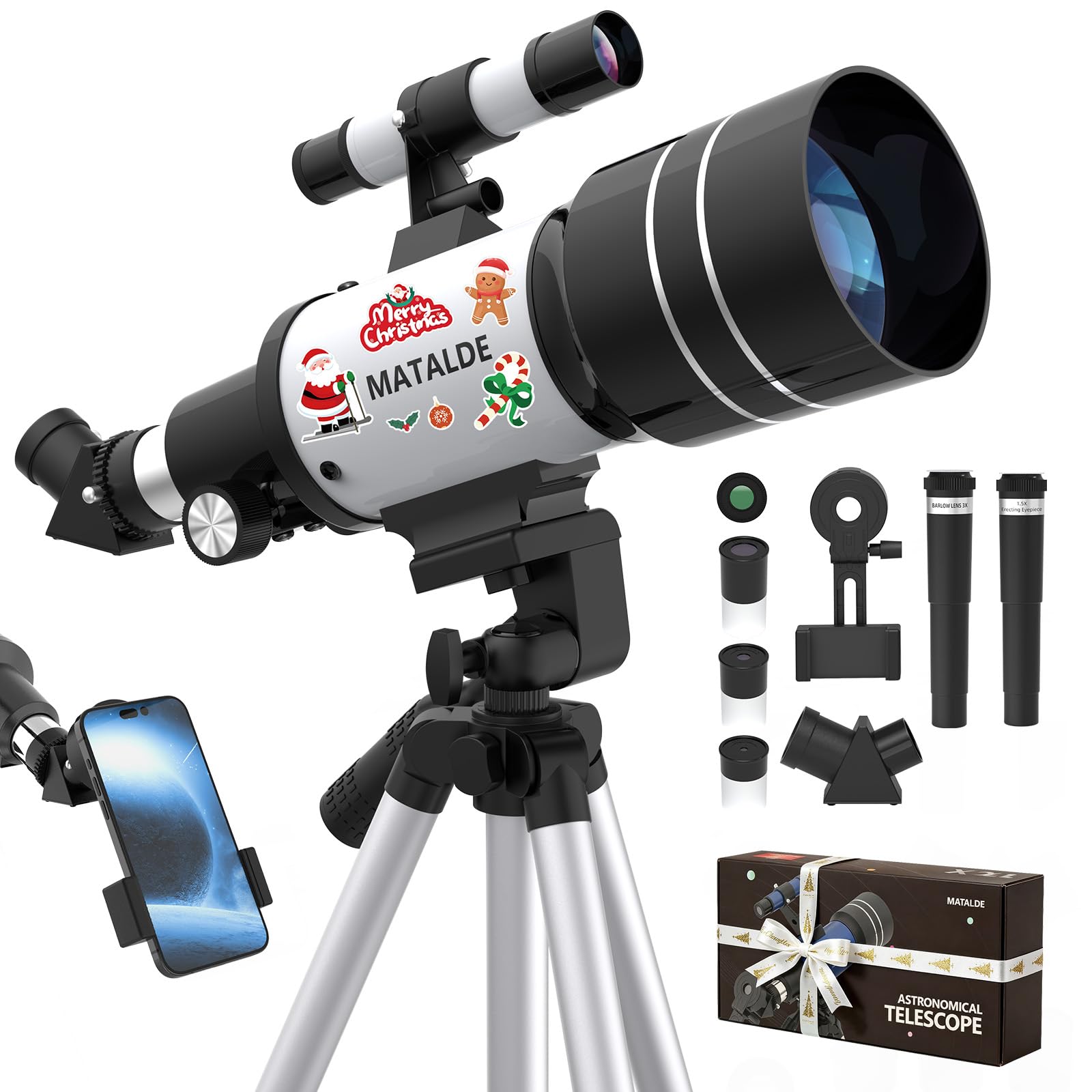Telescope for Kids & Beginners, 70mm Aperture (15X-150X) AZ Mount Telescopes for Astronom…
