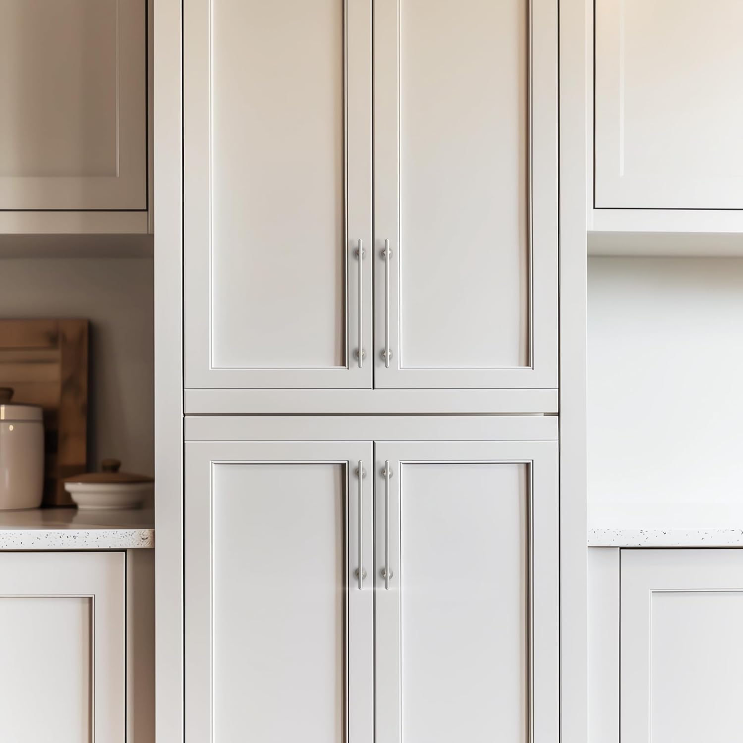 HESTIA HARDWARE 10 Pack 3.75 Inch Satin Nickel Cabinet Pulls | Simply Modern Silver Kitchen Cabinet Handles | 96mm Handles for Cabinets and Drawers, Dresser Handles (Z19.96mm.10.S)