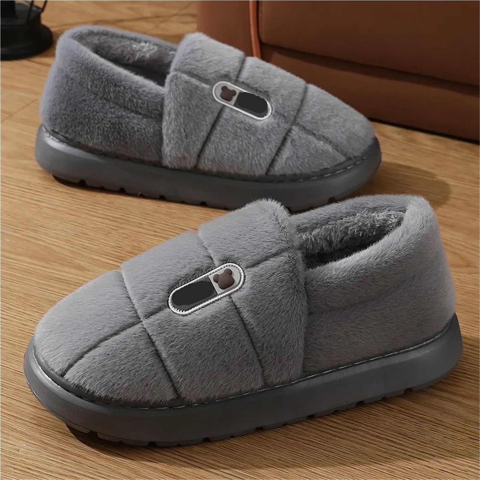 Chinelos Homem Pantuflas De Algodón De Talla Grande For Hombre, Pantuflas De Invierno Cálidas Con Fondo Grueso Y Forro Polar, 45, 46, 47 Y 48