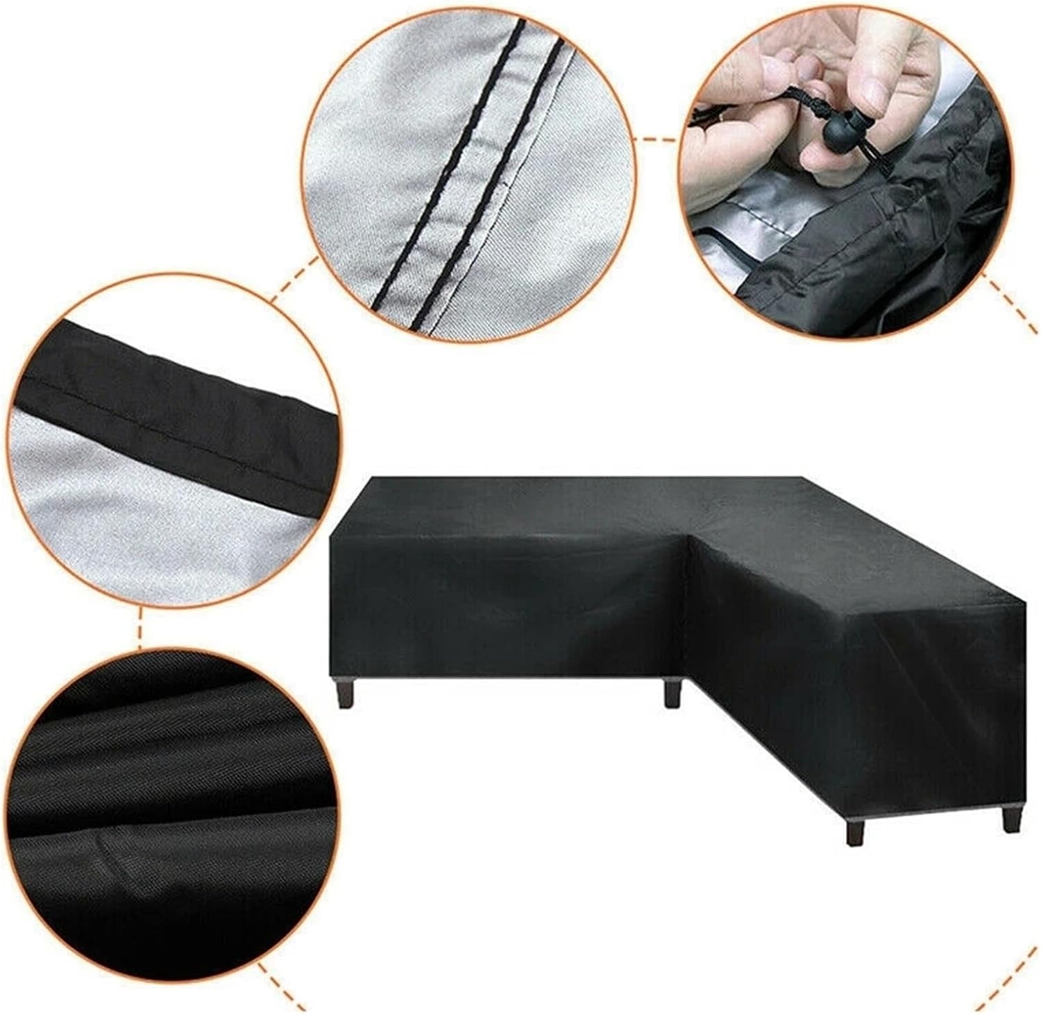 Patio Sofa Cover Waterproof Corner Furniture Cover L Shape All-Purpose Covers Garden Patio Outdoor Sofa Protector(250X250X100x80cm)