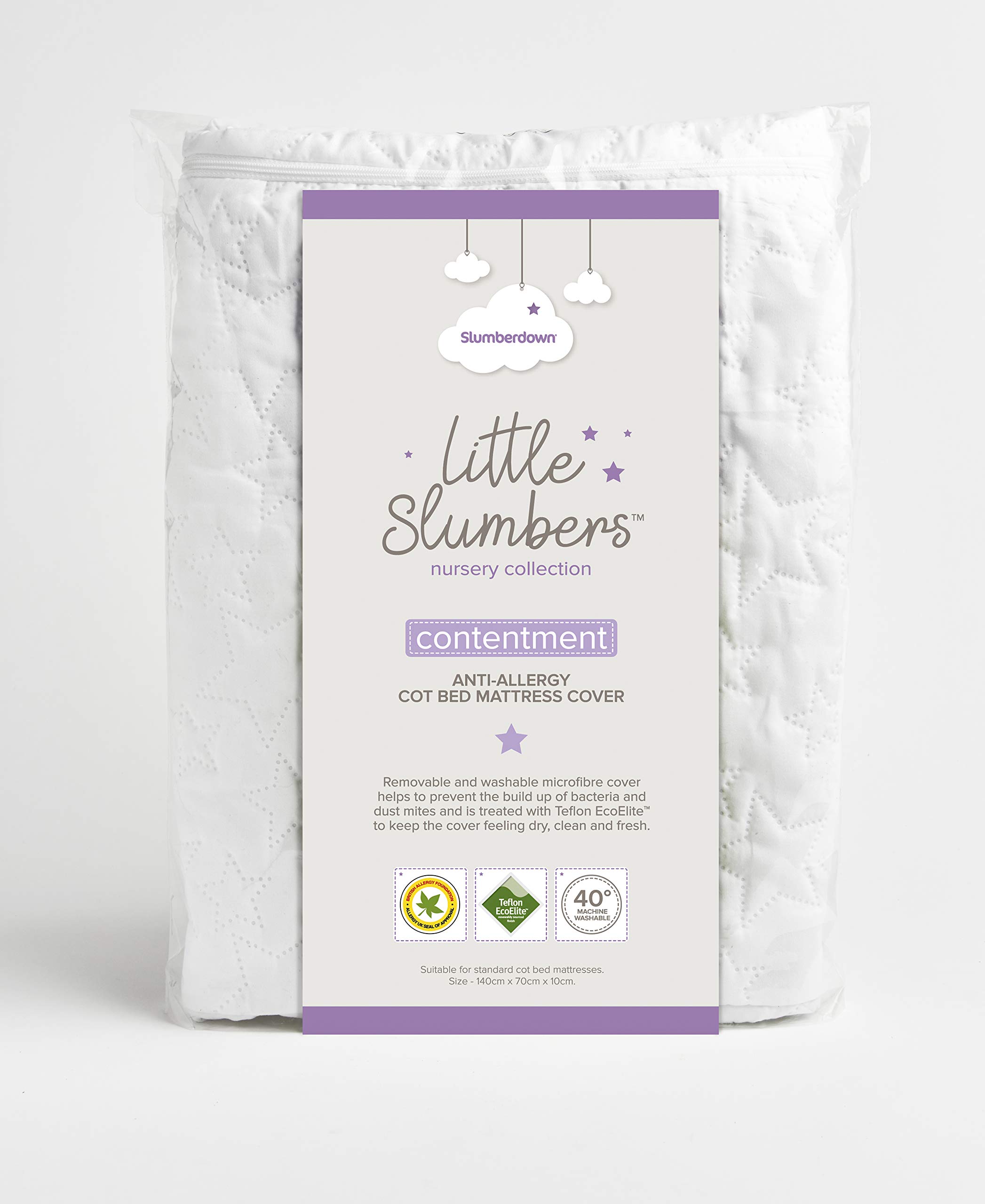 Slumberdown Cot Mattress Contentment Teflon Cover, White