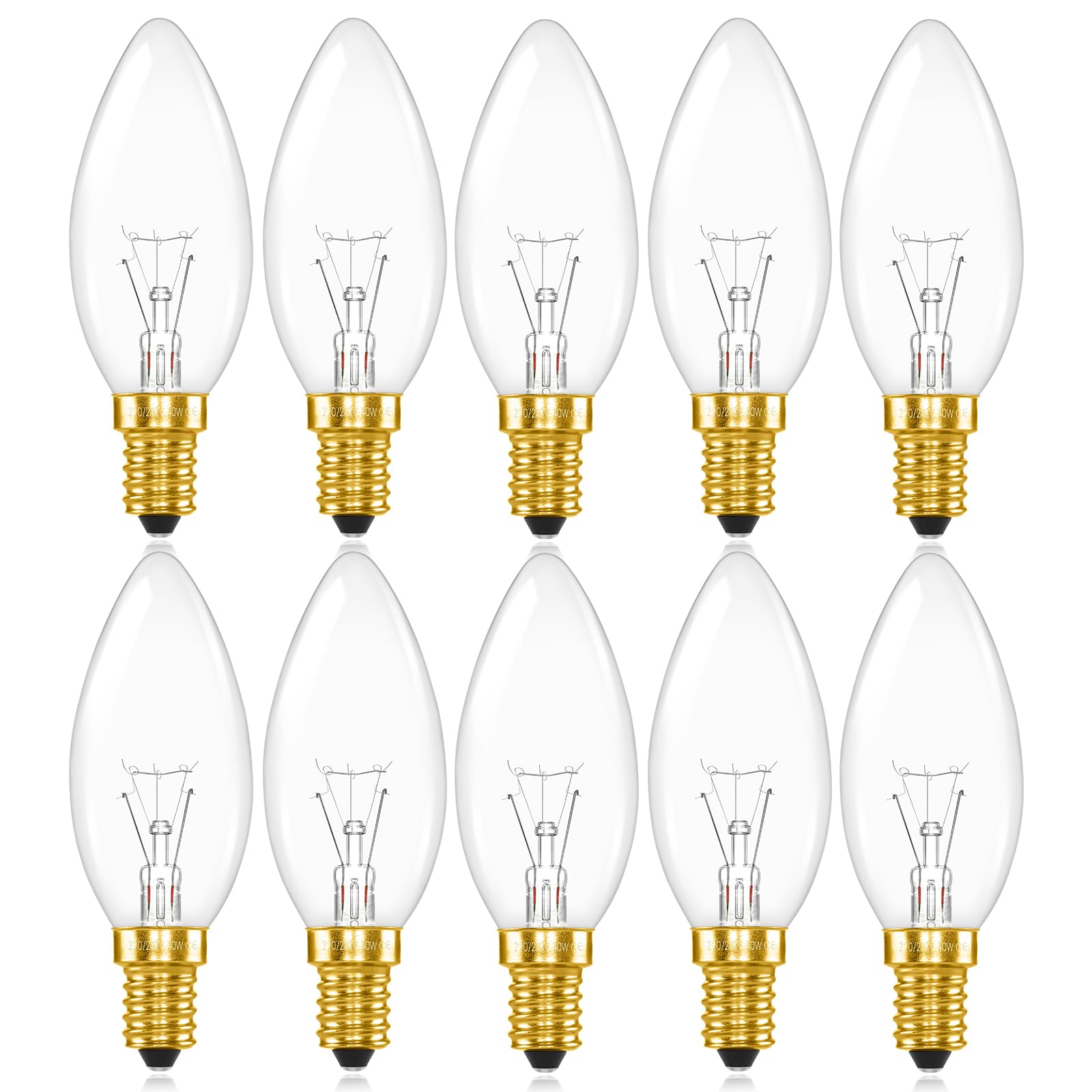 SCNNC C35 Kerzenlampen E14 230 V, 400LM Warmweiß Kerzeform Dimmbar, Kerzenbirnen E14 Klar für Kristall Licht, Wandlampe, Leuchter, Schreibtischlampe, 10 Stück