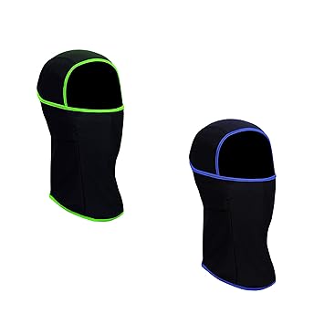 Coreteq Quick Dry Balaclava Face Cover Cap 4-way Stretch Spandex Riding Cycling Ski Mask Helmet Liner (Pack of 2) (Green + Blue)