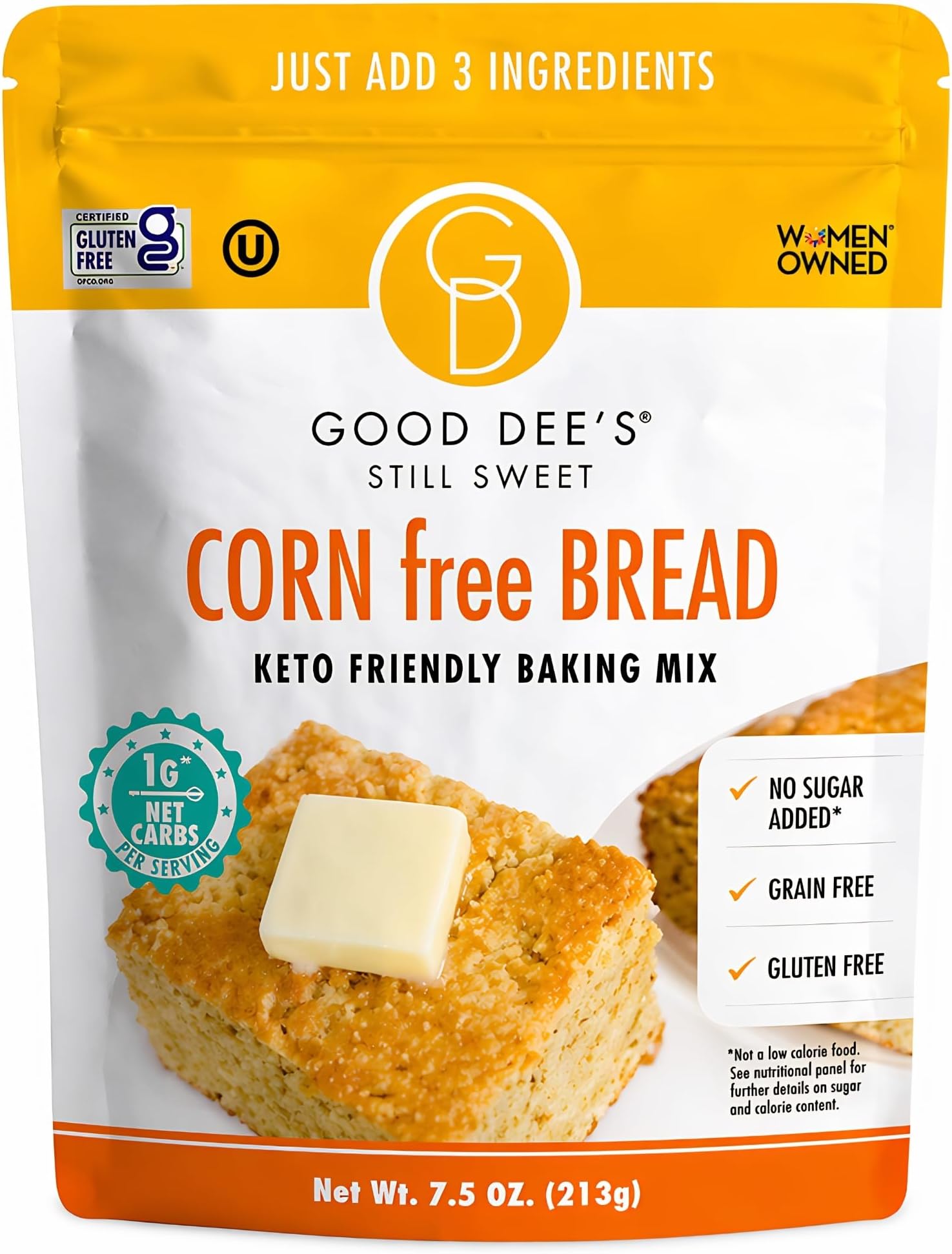 Good Dee’s Corn Bread Baking Mix - Grain Free, Sugar Free, Gluten Free, Wheat Free, and Low Carb,7.5 Oz