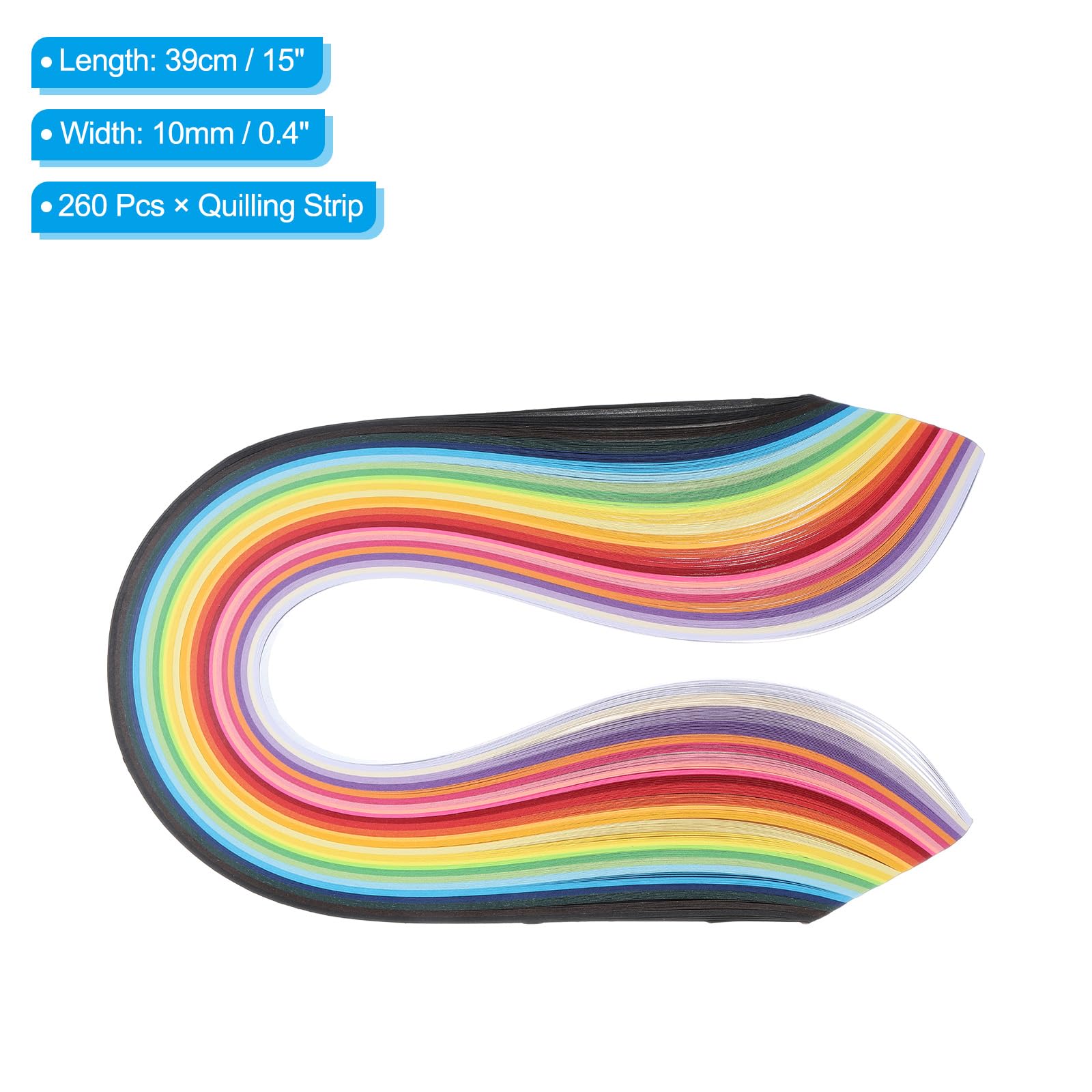 PATIKIL 260pcs Quilling Strips Paper 3/8"(10mm) 39cm Origami Paper Quilling Strip for Art DIY Hand Craft Christmas - Image 2