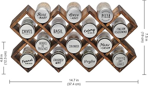 Miniatura 2 de Kamenstein Organizador de especias 2 en 1 para encimera o pared con especias incluidas, repuestos de especias gratis durante 5 años, bambú lavado