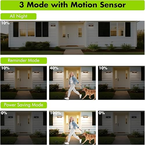 Miniatura 7 de Paquete de 2 luces solares con sensor de movimiento para exteriores, 600 lúmenes, 3 modos, IP44 impermeable de aluminio con tiempo de funcionamiento