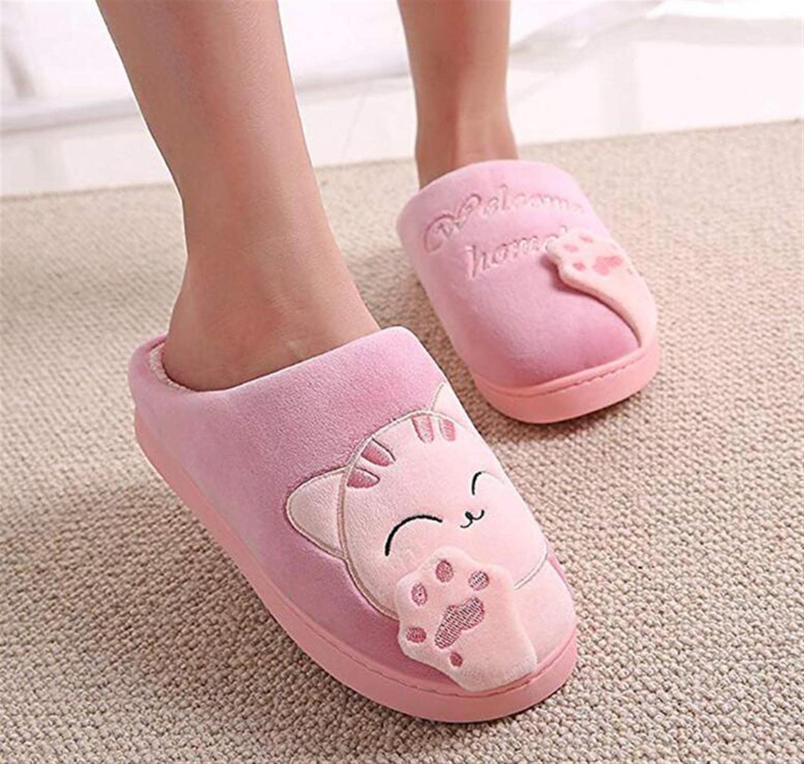 Zapatillas Casa Mujer Con Forro De Felpa Y Suela Dura - Cómodas/Blanditas/Mulliditas Y Calentitas, Unisex-Adulto (pink2 43/44 EU)
