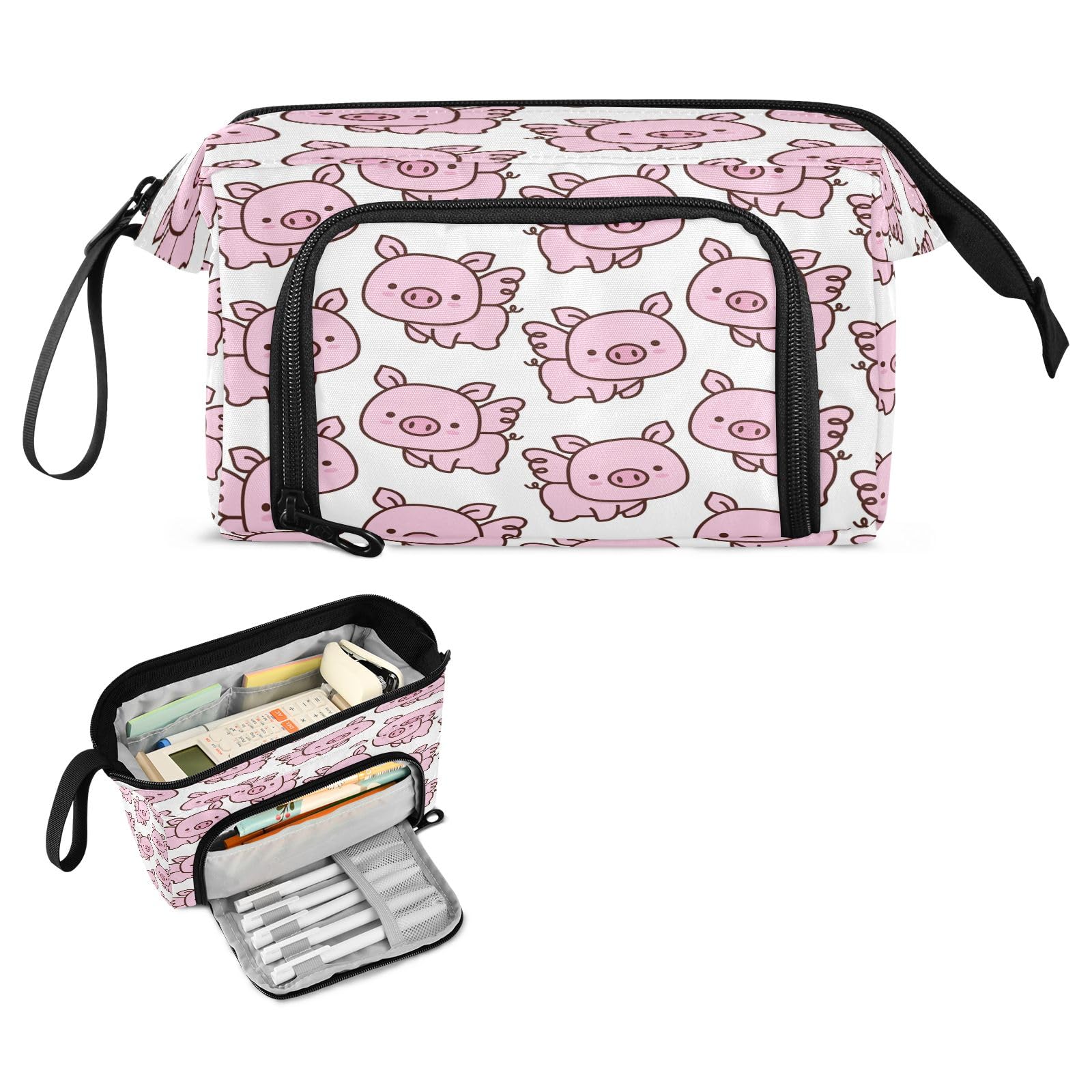 Mnsruu Little Pig Big Capacity Pencil Case Pouch Pen Case Pencil Box Stationery Office Organizer Bag for Boys Girls - Image 2