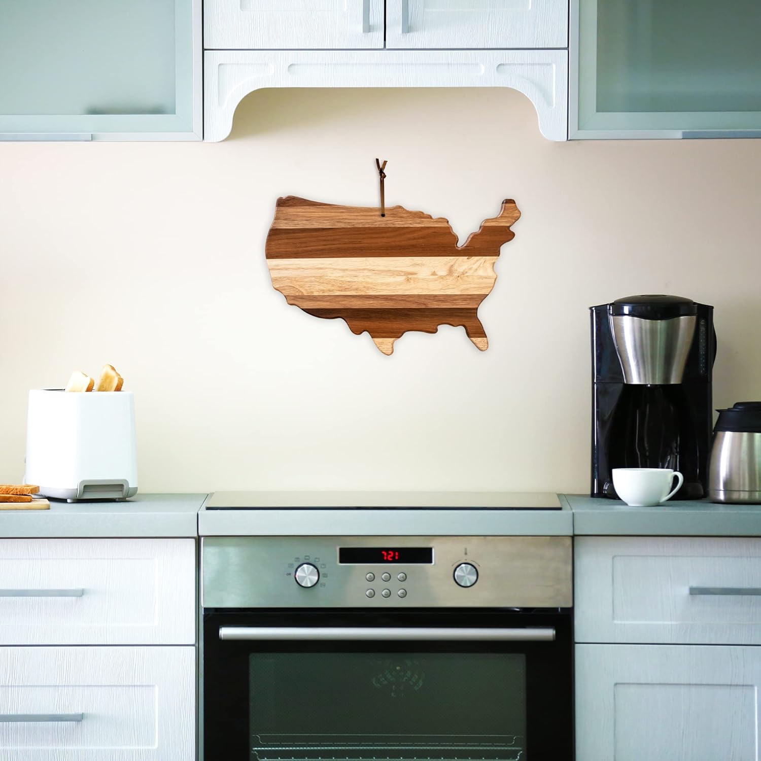 Totally Bamboo Rock & Branch Shiplap Series USA Shaped Wood Cutting Board and Charcuterie Serving Platter, Includes Hang Tie for Wall Display - Image 3