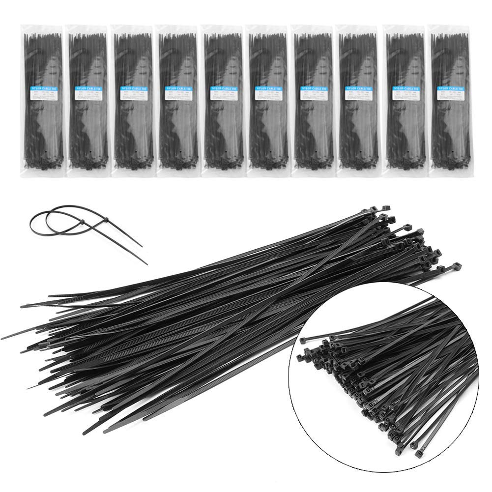 GZYF 12? Nylon Cable Ties, Black 3.6 * 300mm Zip Ties for Wire Management with 40LB Tensile Strength, Perfect for Garden Outdoor Home Office Garage (1000PCS)