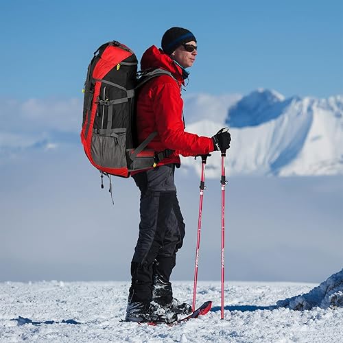 Miniatura 3 de 70L senderismo mochila camping mochila mochilero, montañismo mochila con cubierta de lluvia 65L+5L, Rojo -, Mochilas de viaje