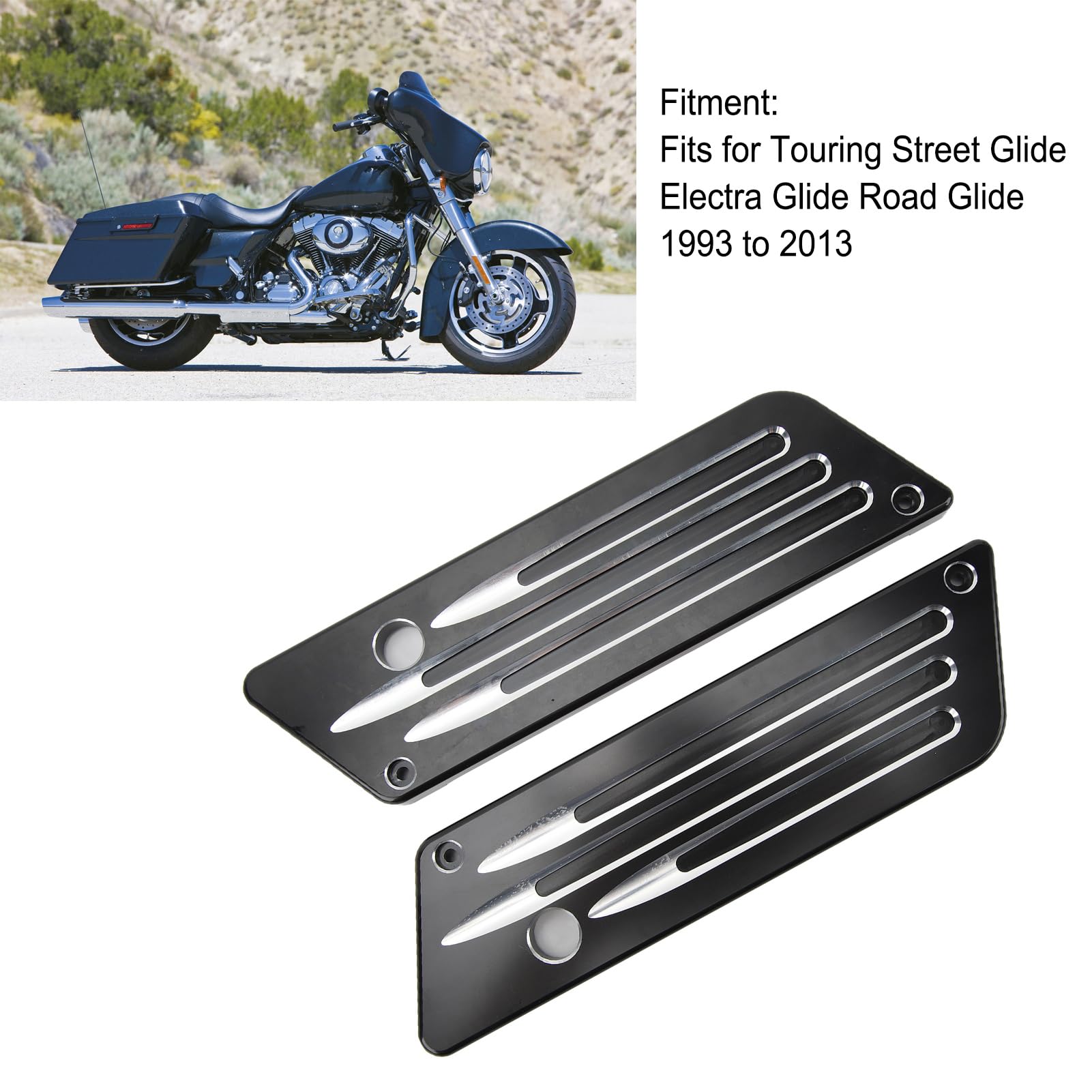 Yosoo Health Gear 2 Pezzi Coperture Chiusura Borsa Laterale ABS Metallo Copertura Cerniera Borsa Laterale Sostituzione Diretta Piastre Cerniera Coperchio Esterno per Touring Electra Glide Road Dal