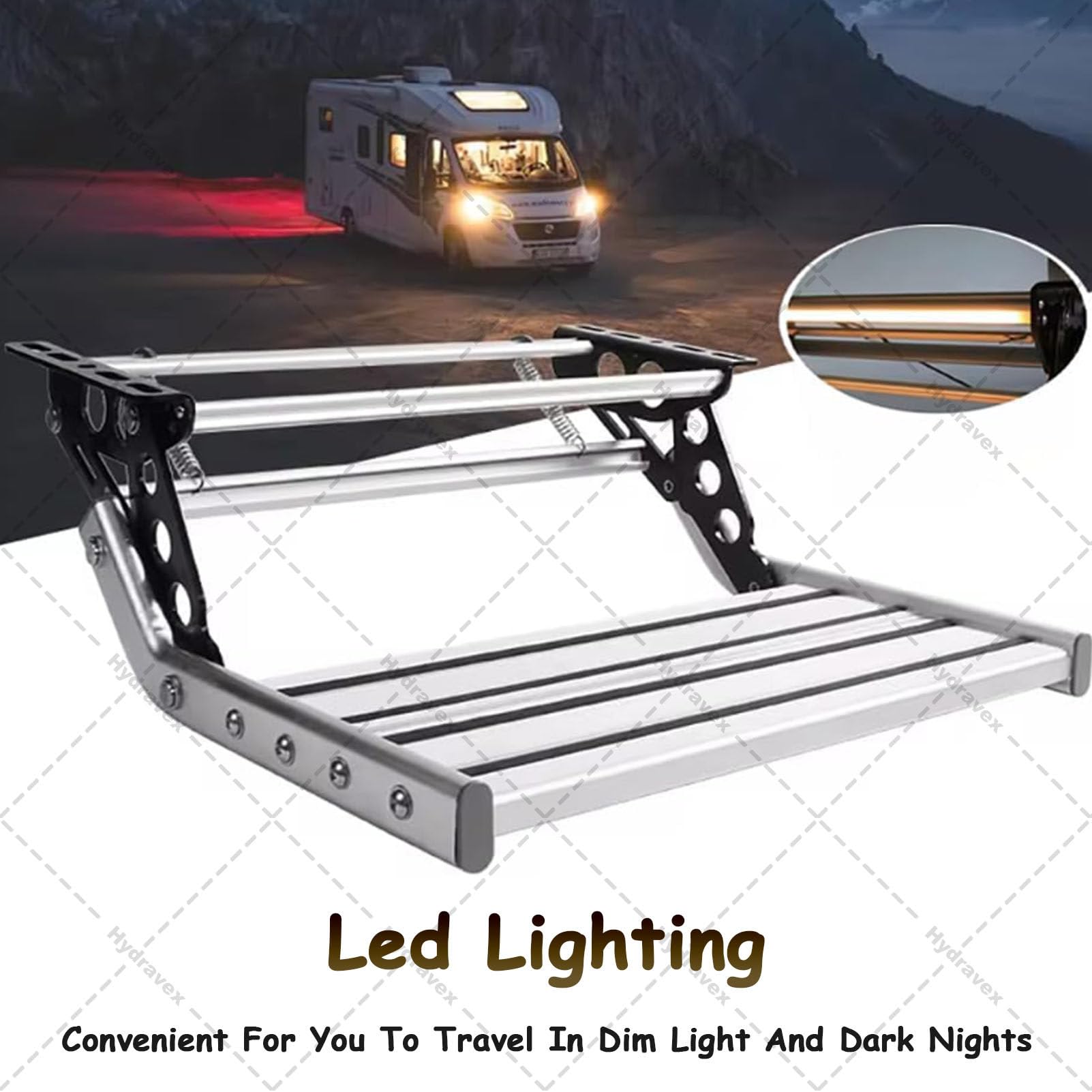 Klappbare Wohnmobiltreppe, elektrisch ausziehbare Wohnmobiltreppe, Wohnwagentreppe, Aluminiumlegierung, rutschfeste Pedale, für Wohnmobile, Camper und Wohnwagen Single-12V