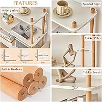 Vista 4 de IOTXY 4-Tier Wooden Shelf Bookcase - Modern Open Bookshelf, Free Standing Storage Rack, Multifunctional Display Stand for Home and Office, Oak