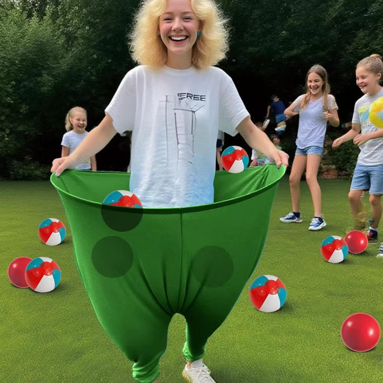 Granny Pants Yard Game,Granny Pants Outdoor Party Game Granny Pants Outdoor Game with Bouncy Balls and Pump Fun Family Reunion & Adult Yard Games for Groups