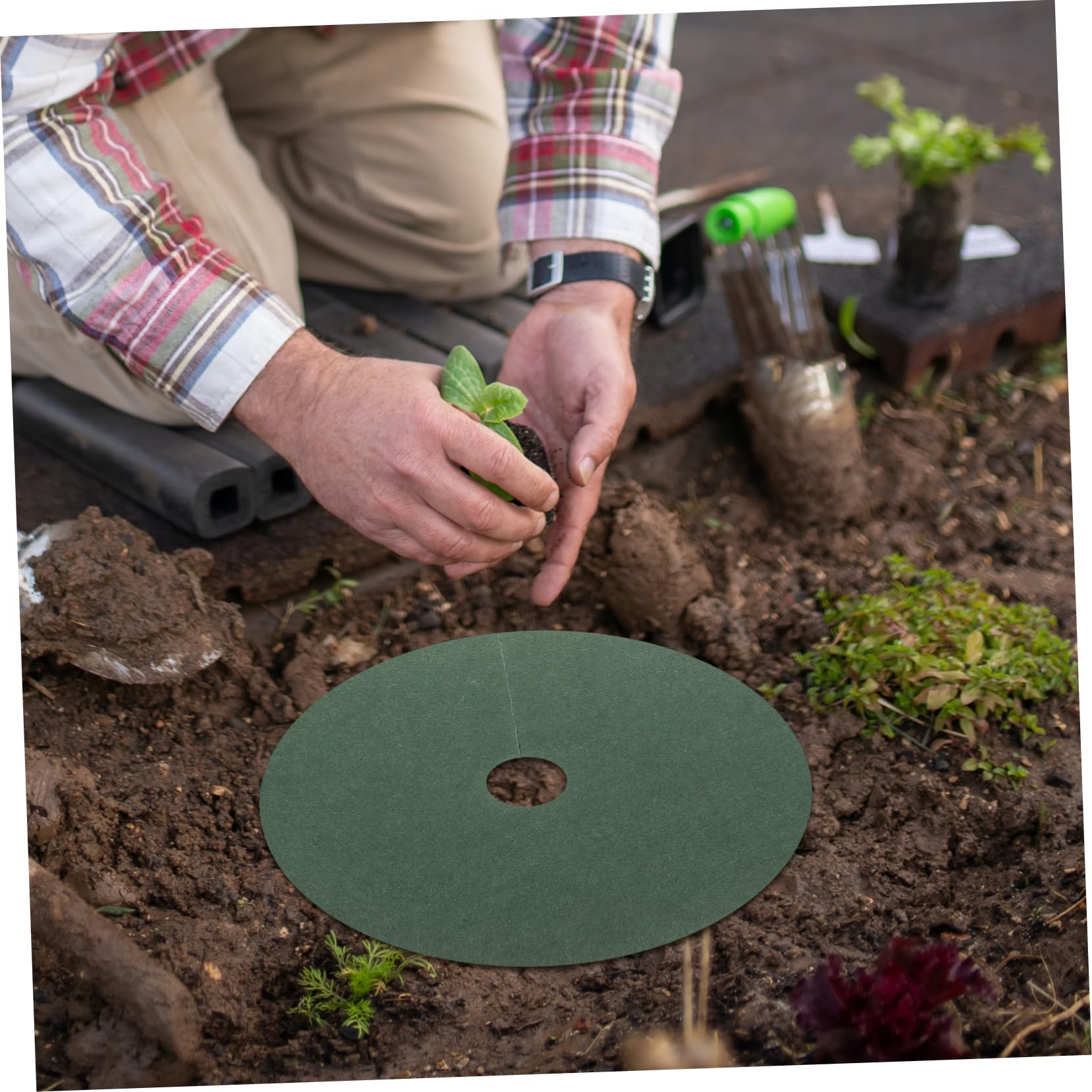 SUPVOX 10 Set Anello di Copertura per Albero Protezione per Radici di Piante Copertura per Panno 10pz Pianta Protettivo Coprialbero Green Barriera Radicale Pacciame 10 Pezzi * 10