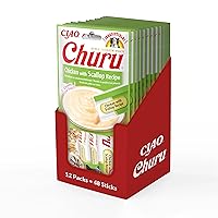 INABA Churu Snack per Gatti Cremoso con Pollo e Capesante - 12 Pack (48 Stick x 14gr)