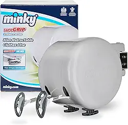 Minky Homecare Varal retrátil para ambientes externos, 2 x 122 m, cinza
