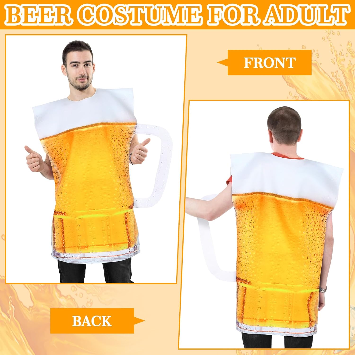 Mepase Oktoberfest Beer Mug Costume for Adult Men Halloween Alcohol Beer Glass Outfits for German October Bier Party Cosplay