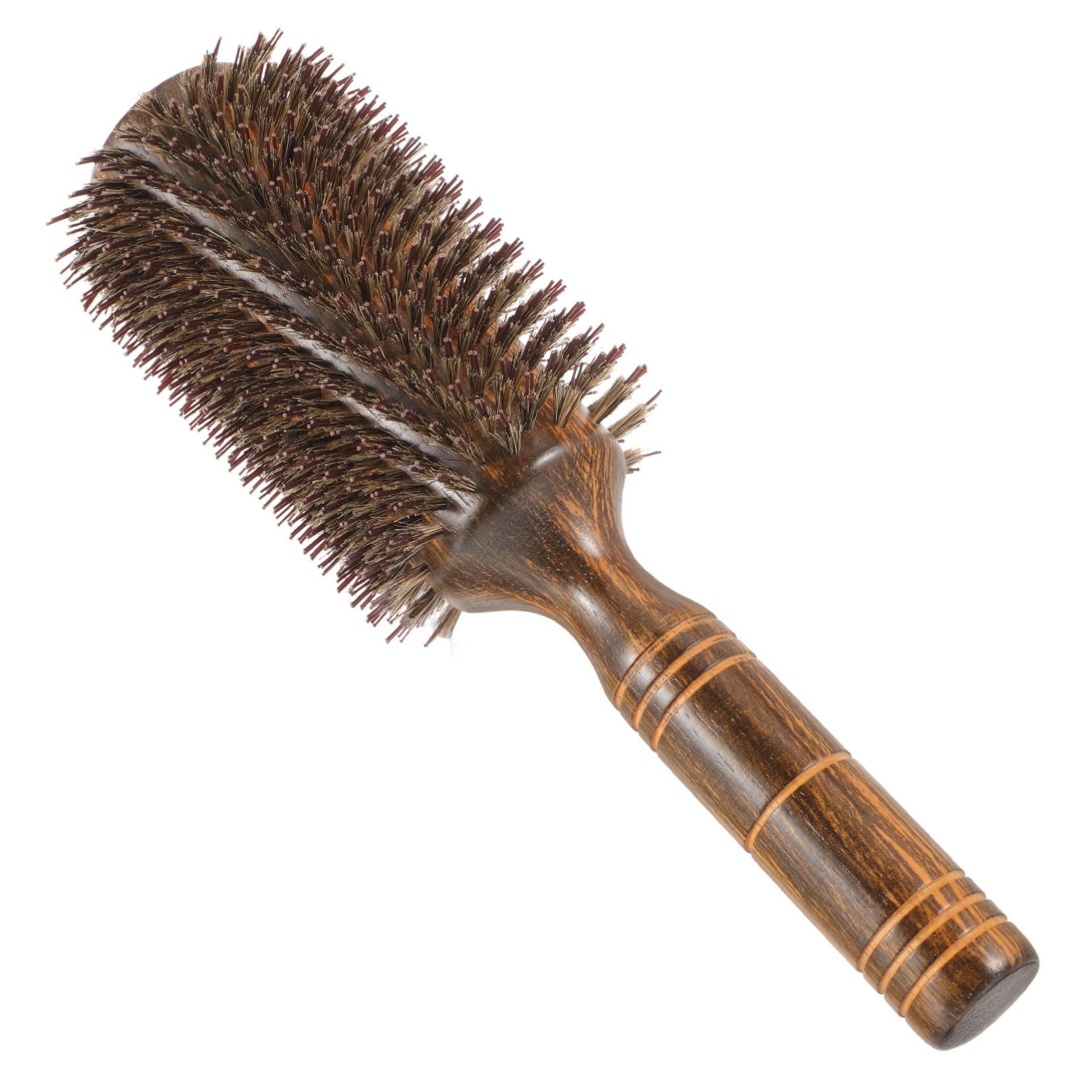 Cepillo Redondo Enrollable Grande de Madera y Nylon para Peinar | Color Coffee, para Mujeres y Niñas, Ayuda a Desenredar Enredos y Mejora la Textura del Cabello